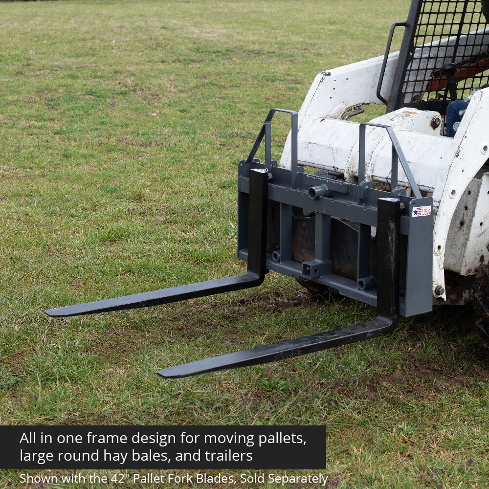 Titan Attachments UA USA Made Grey Step-Through Pallet Fork Frame Attachment, Rated 4,000 LB, Quick Tach Mounting