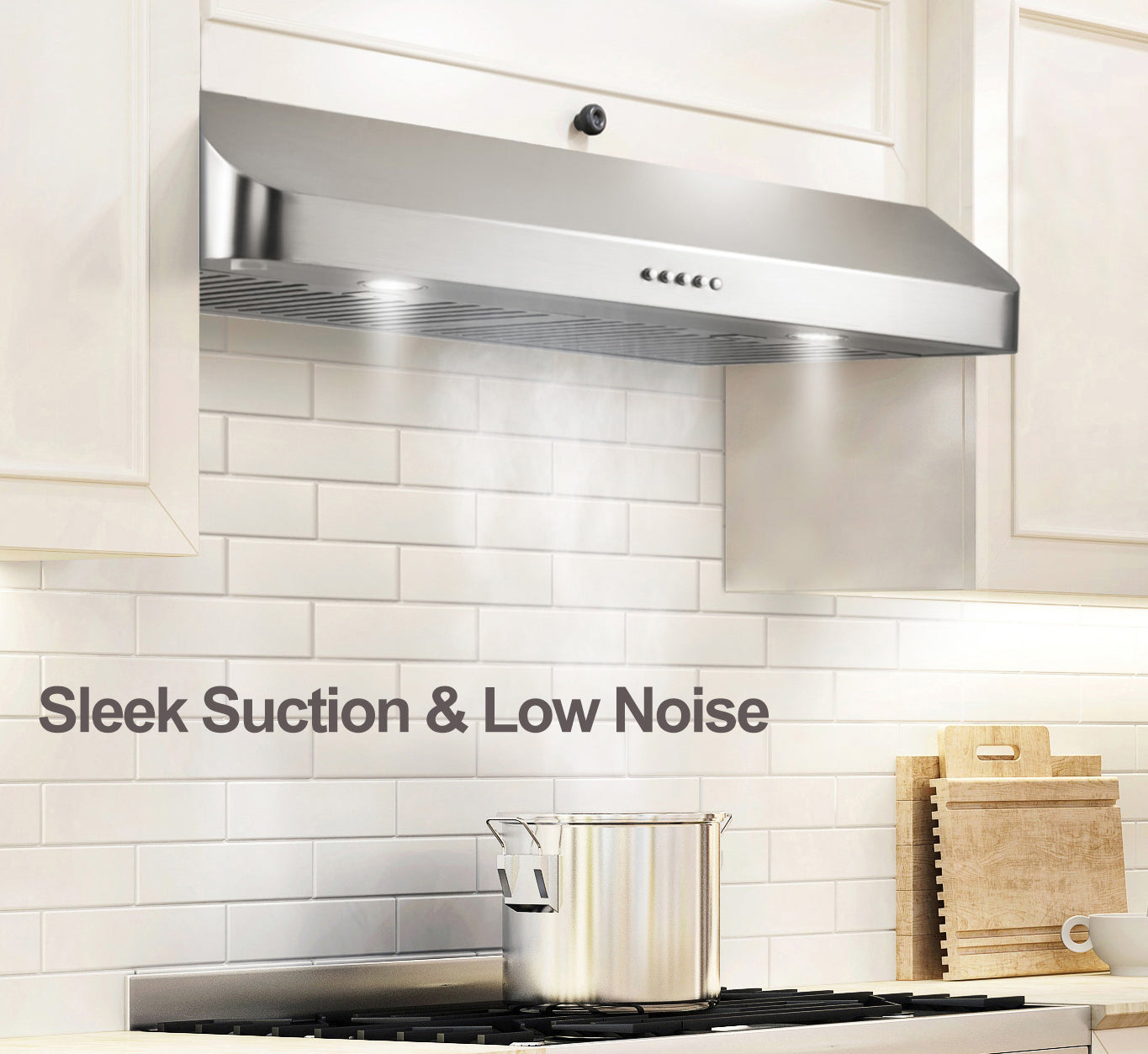 30 Inch Under Cabinet Range Hood Kitchen Stove Vent Hood, Ducted Built in Range Hood Stainless Steel, 400 CFM with Permanent Stainless Steel Filters