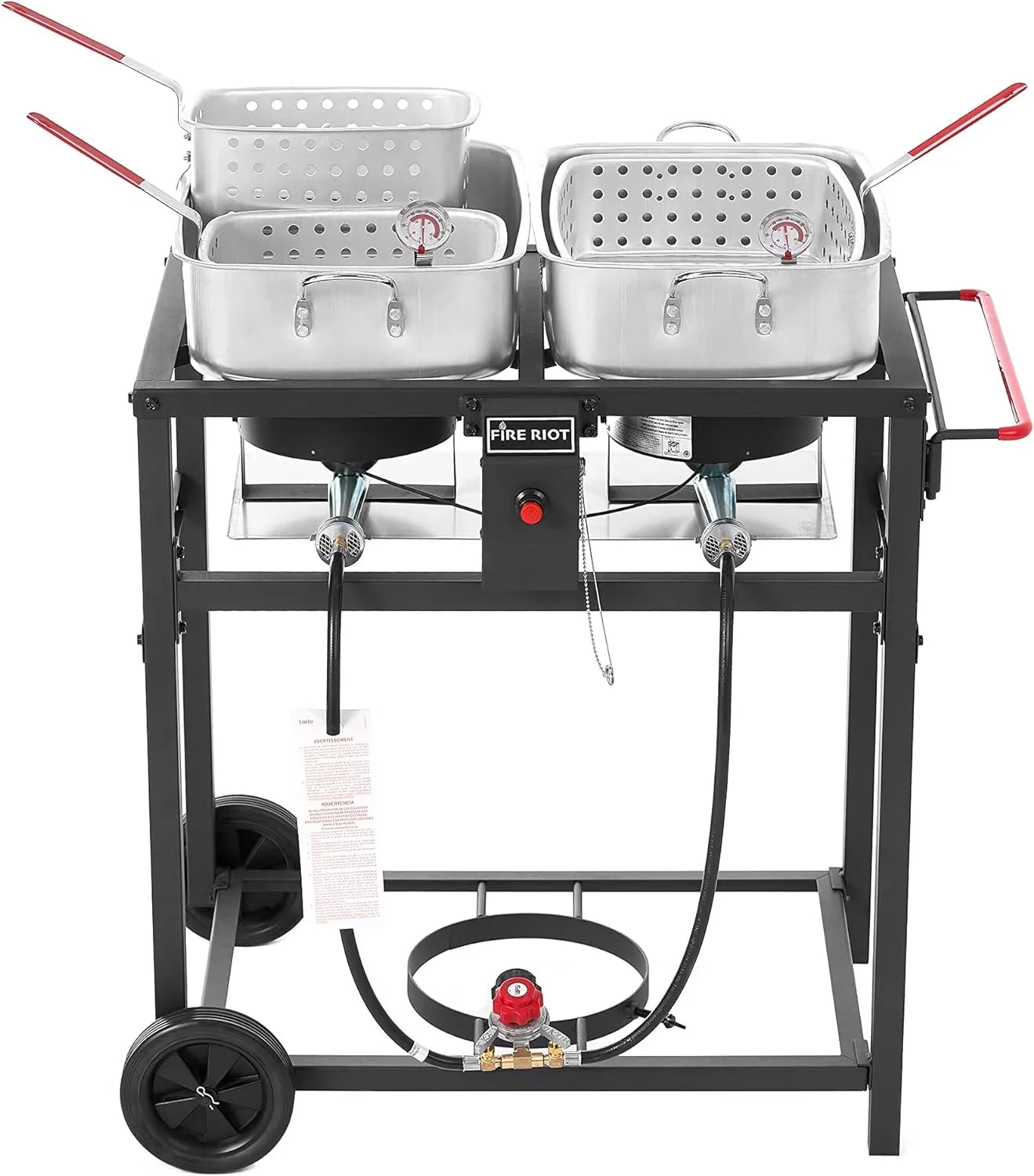 Propane Outdoor Double Burner Deep Fryer Cart, 2-18QT Aluminum Pots & Frying Baskets, Best for Fish Fry, Wings, Fries, Canjun Fry