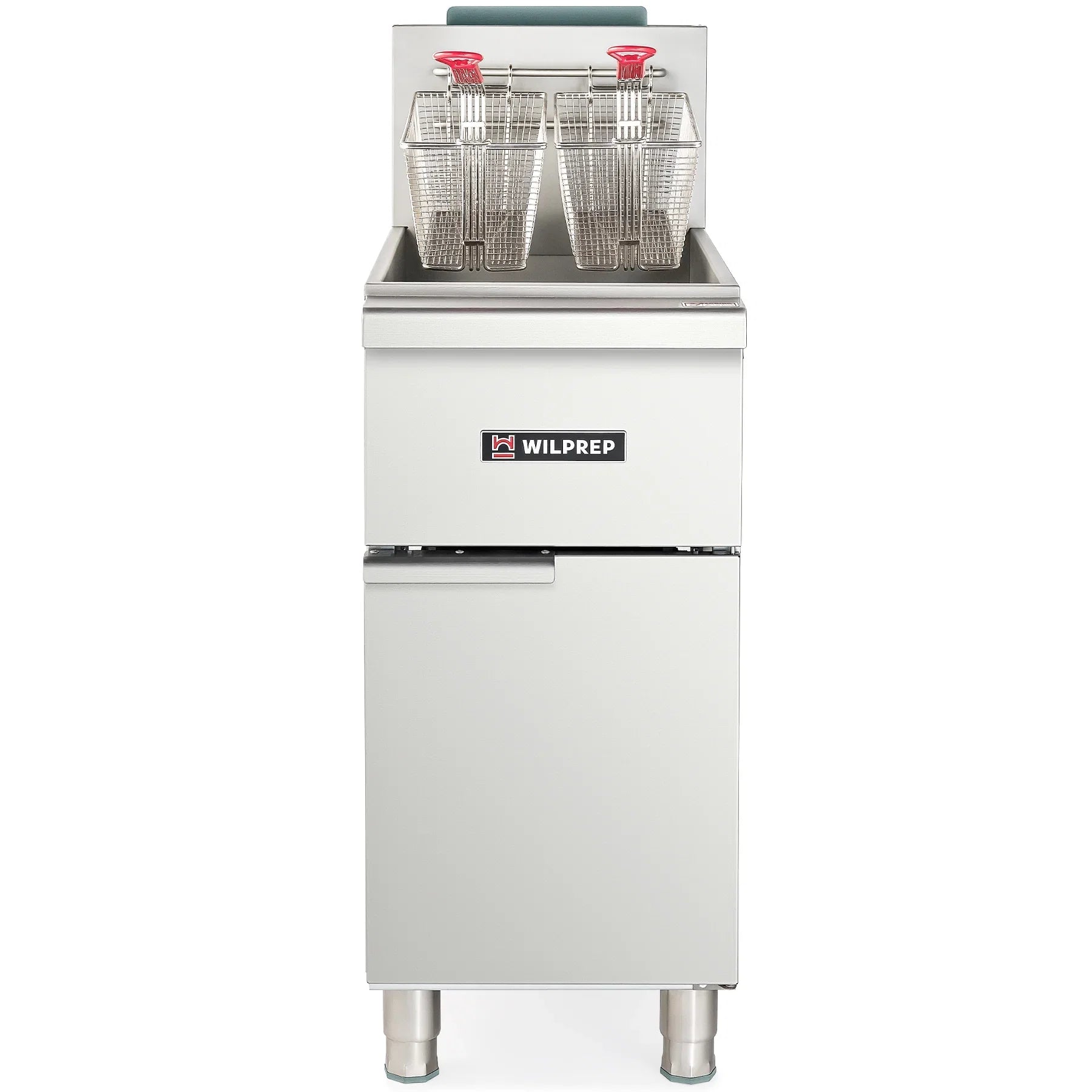 WILPREP 4 Burner Commercial Gas Floor Fryer, Commercial Deep Fryer with 2 Baskets 120000 BTU 50 lb. Capacity 400°F Constant Temperature for Restaurant Kitchen
