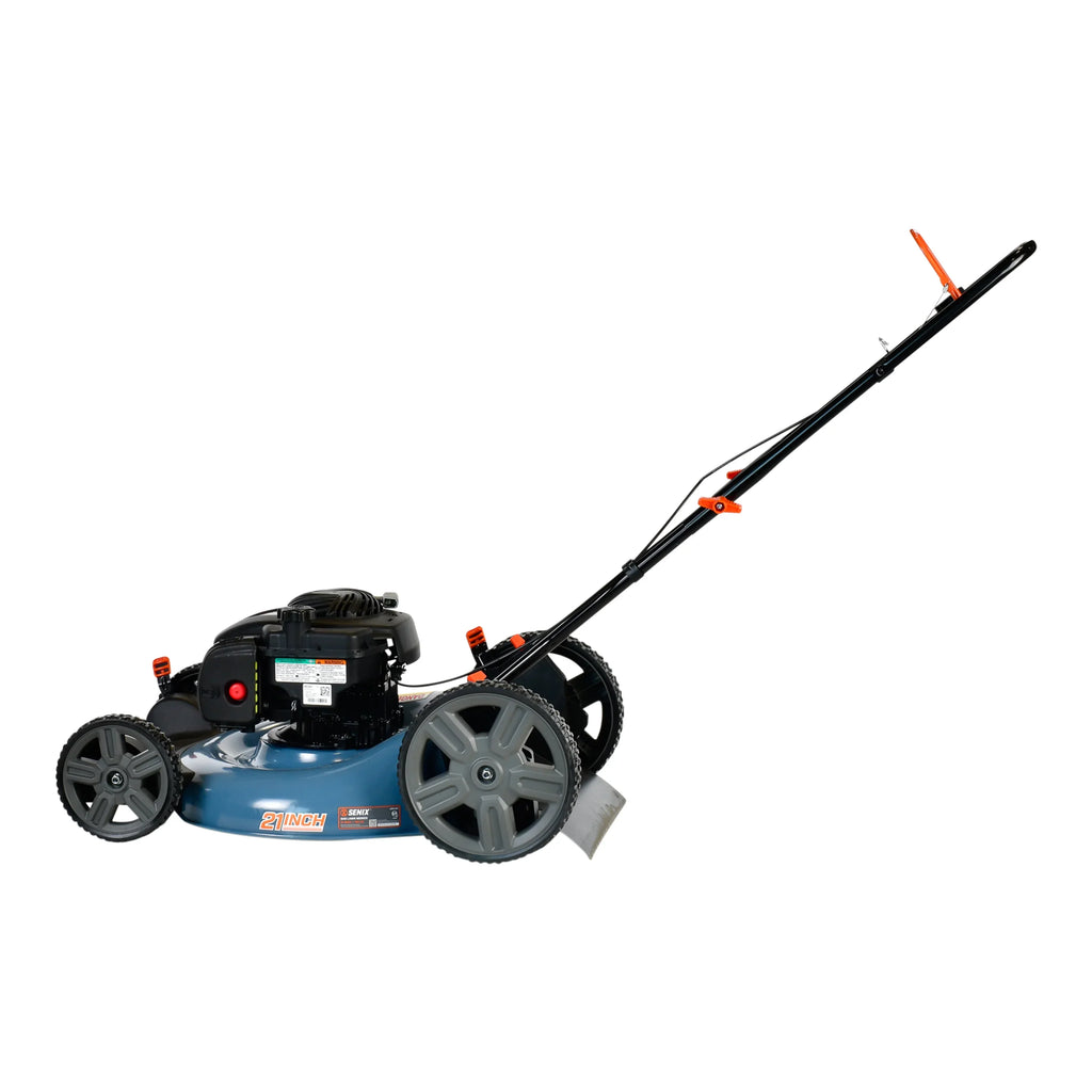SENIX 21In Gas Lawn Mower, 125cc 4-Cycle Briggs & Stratton Engine, 2-In-1 Push Lawnmower, 6 Height Adjustment with 11In Rear Wheels, LSPG-M4