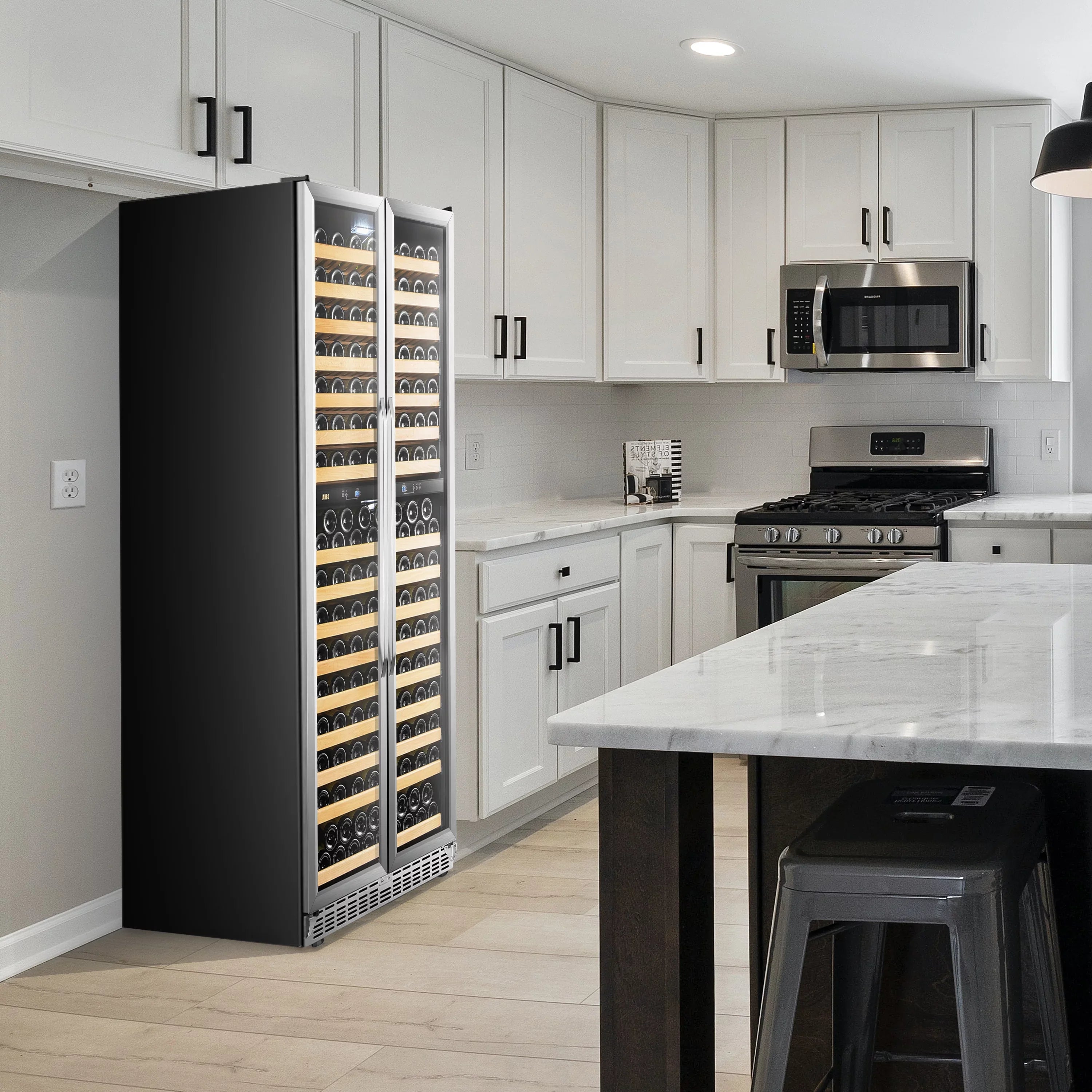 Lanbo 32 inch 287 Bottle Dual Zone Compressor Freestanding Wine Refrigerator
