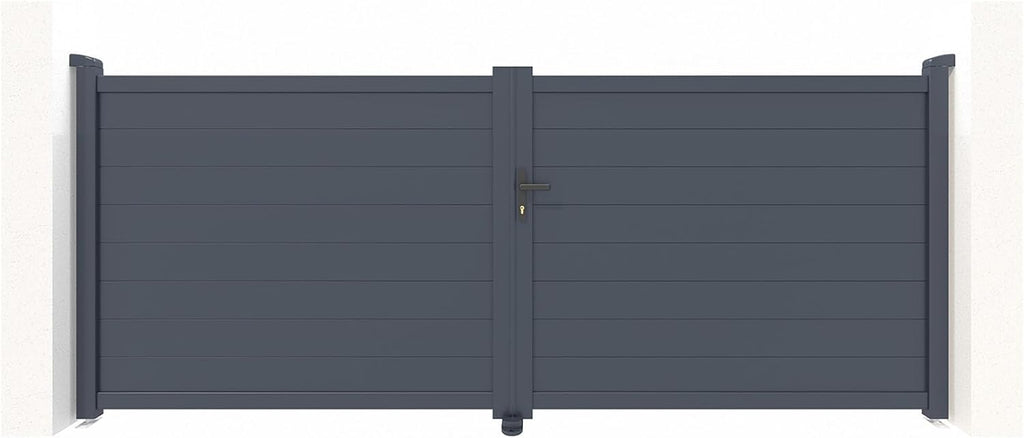 Casanoov Portail Battant EIGER 4 m 392 cm x 161 cm 6,3 m² Aluminium Gris Anthracite RAL 7016 Plein Sécurisé Intimité Jardin Extérieur Motorisable Résistant Corrosion Gonds Renforcés Inclus
