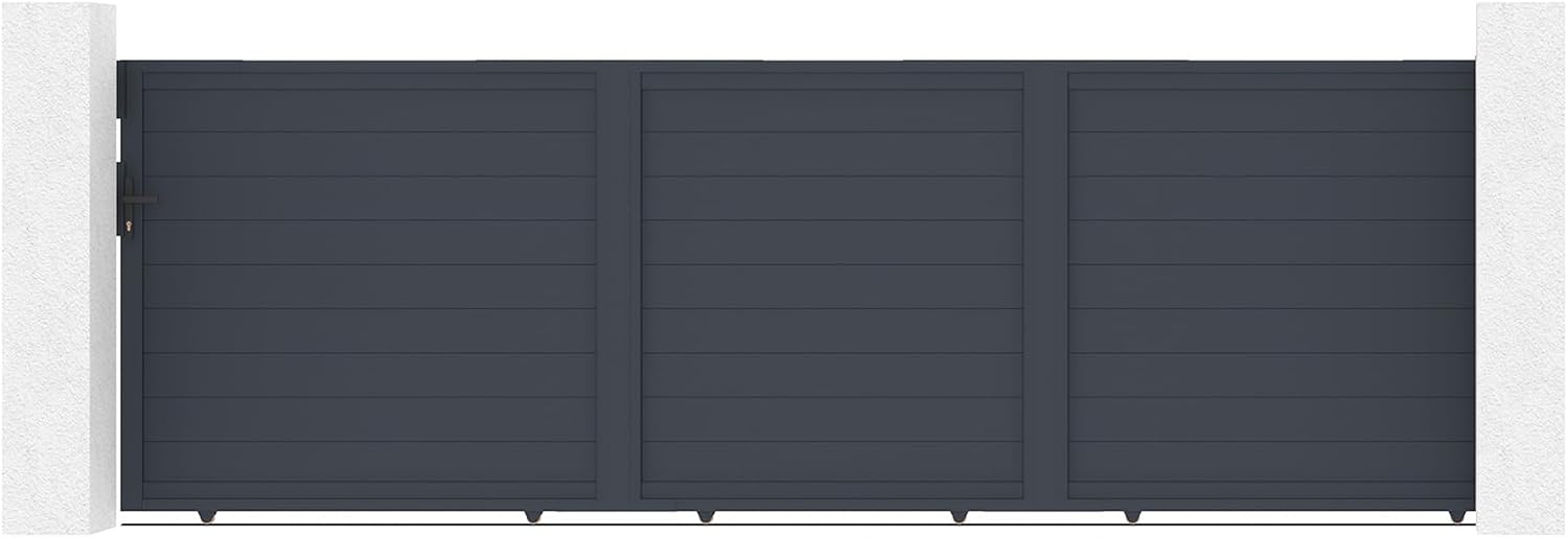 Casanoov Portail Battant EIGER 4 m 392 cm x 161 cm 6,3 m² Aluminium Gris Anthracite RAL 7016 Plein Sécurisé Intimité Jardin Extérieur Motorisable Résistant Corrosion Gonds Renforcés Inclus