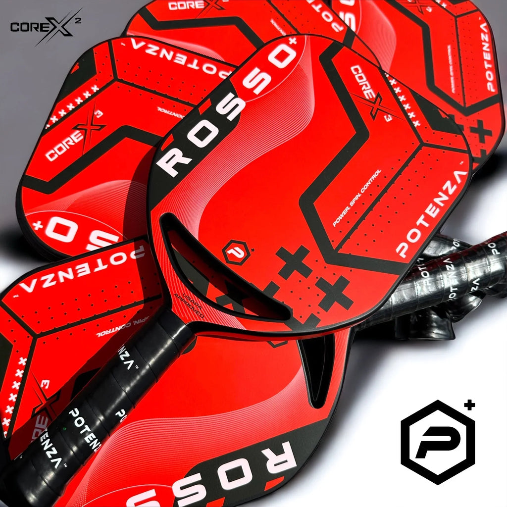 Potenza ROSSO+ Pro Pickleball Paddle (Carbon Fiber, 21mm COREx3 Open Throat)