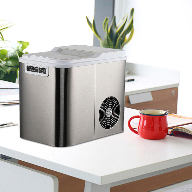CJC Countertop Ice Maker Portable Ice Machine with Carry Handle Basket and Scoop for Home Kitchen Party 110V