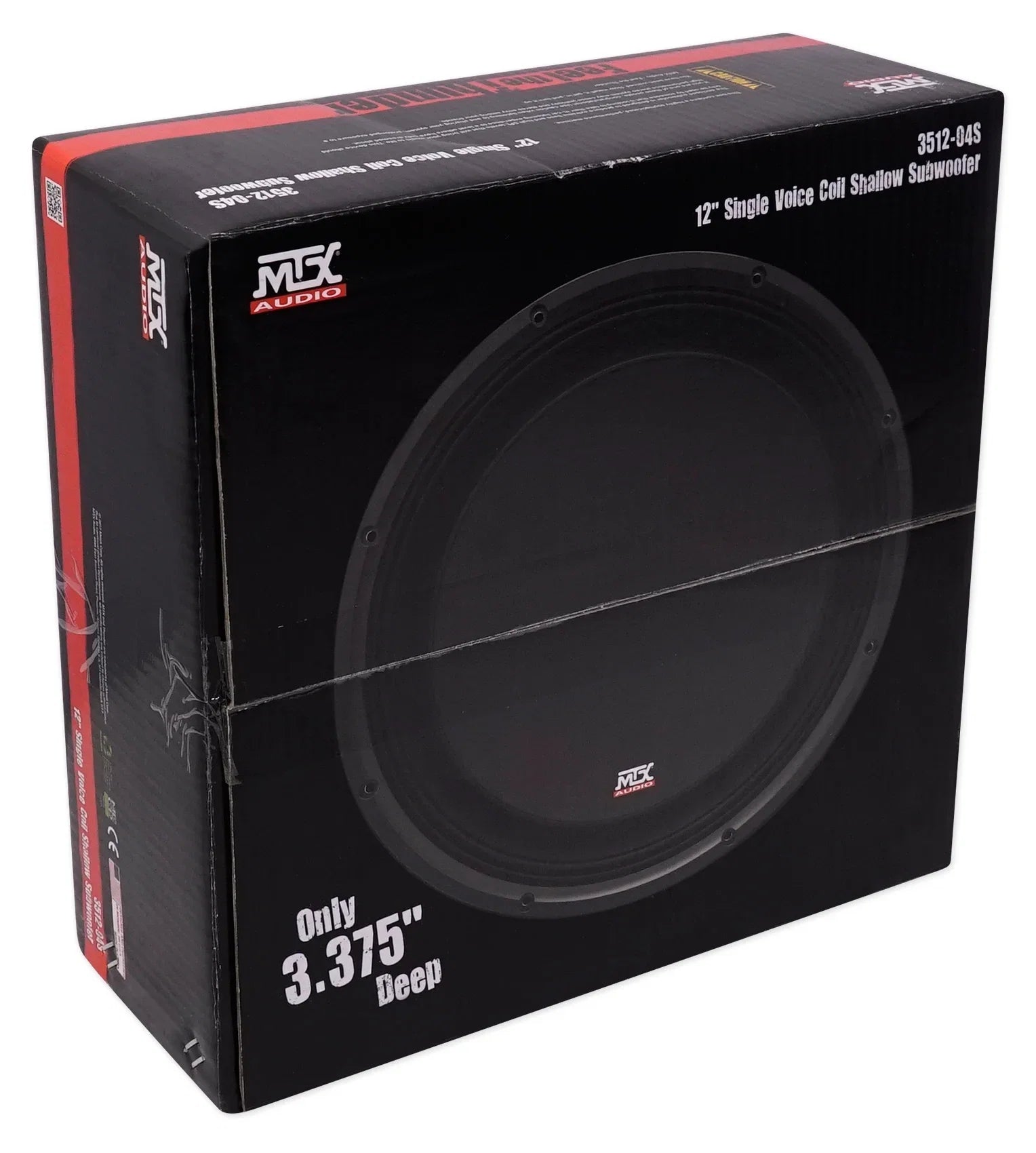 MTX 3512-04S 12" 600w Shallow Subwoofer+Sealed Sub Box Enclosure+Amplifier+Wires