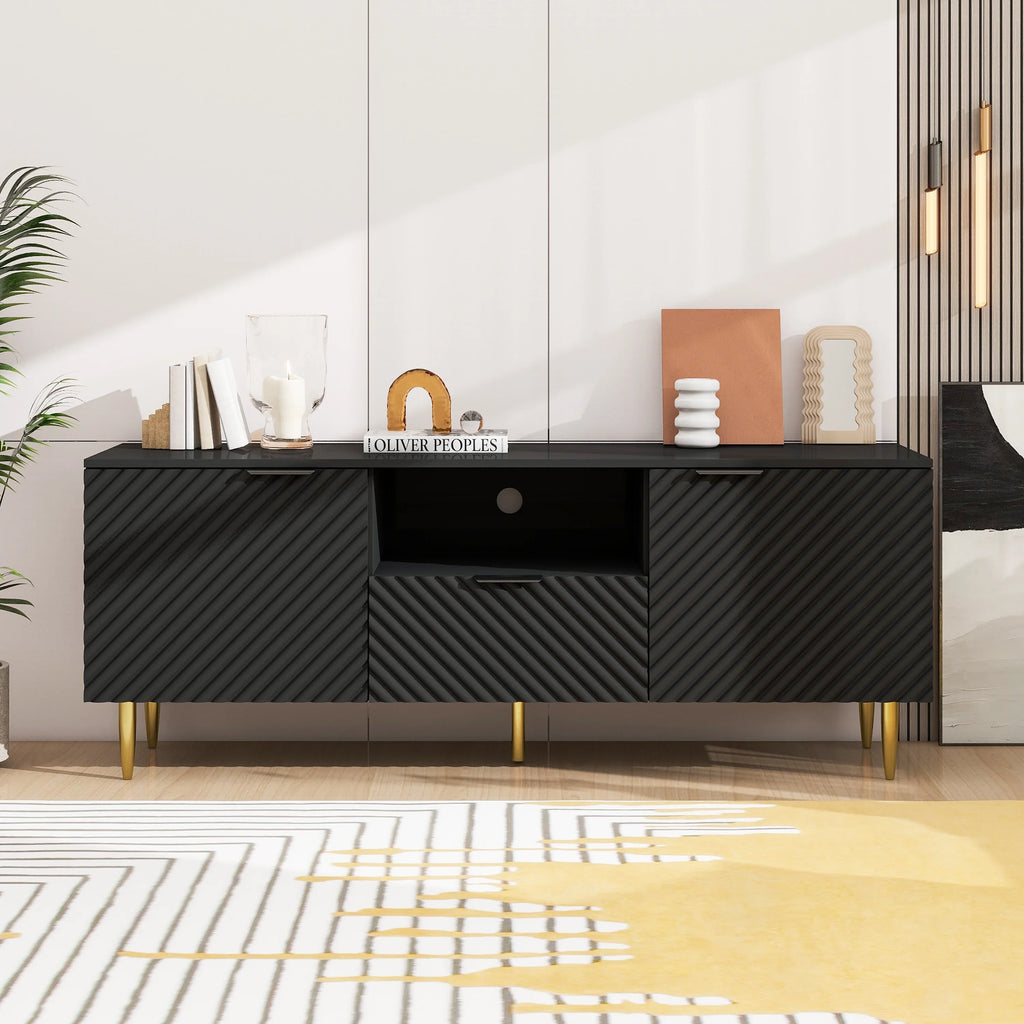 GeeHome TV Stand with Solid Ion Feet, TV Console Table for Living Room, Bedroom