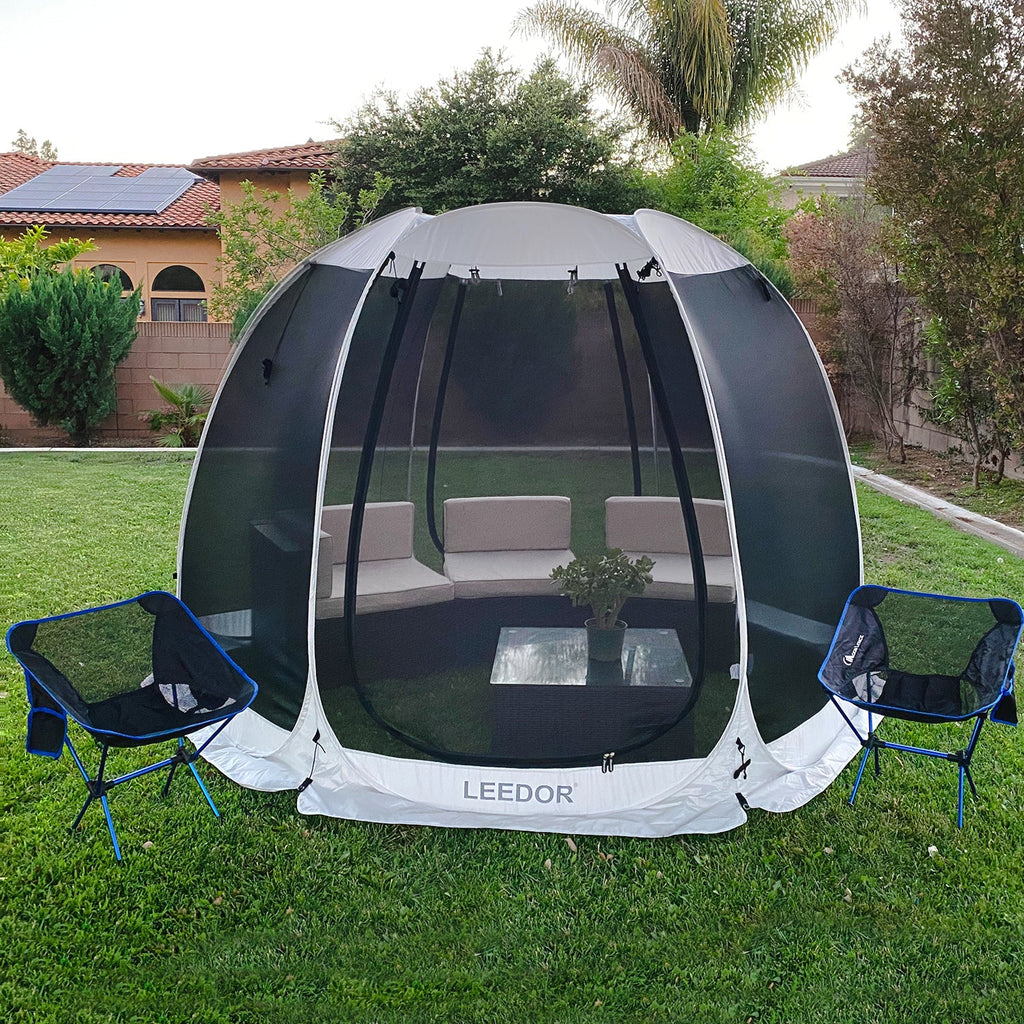 Leedor Screen House Tent Instant Room Shelter Gazebos for Patios Outdoor Canopy 10'x10' Gray