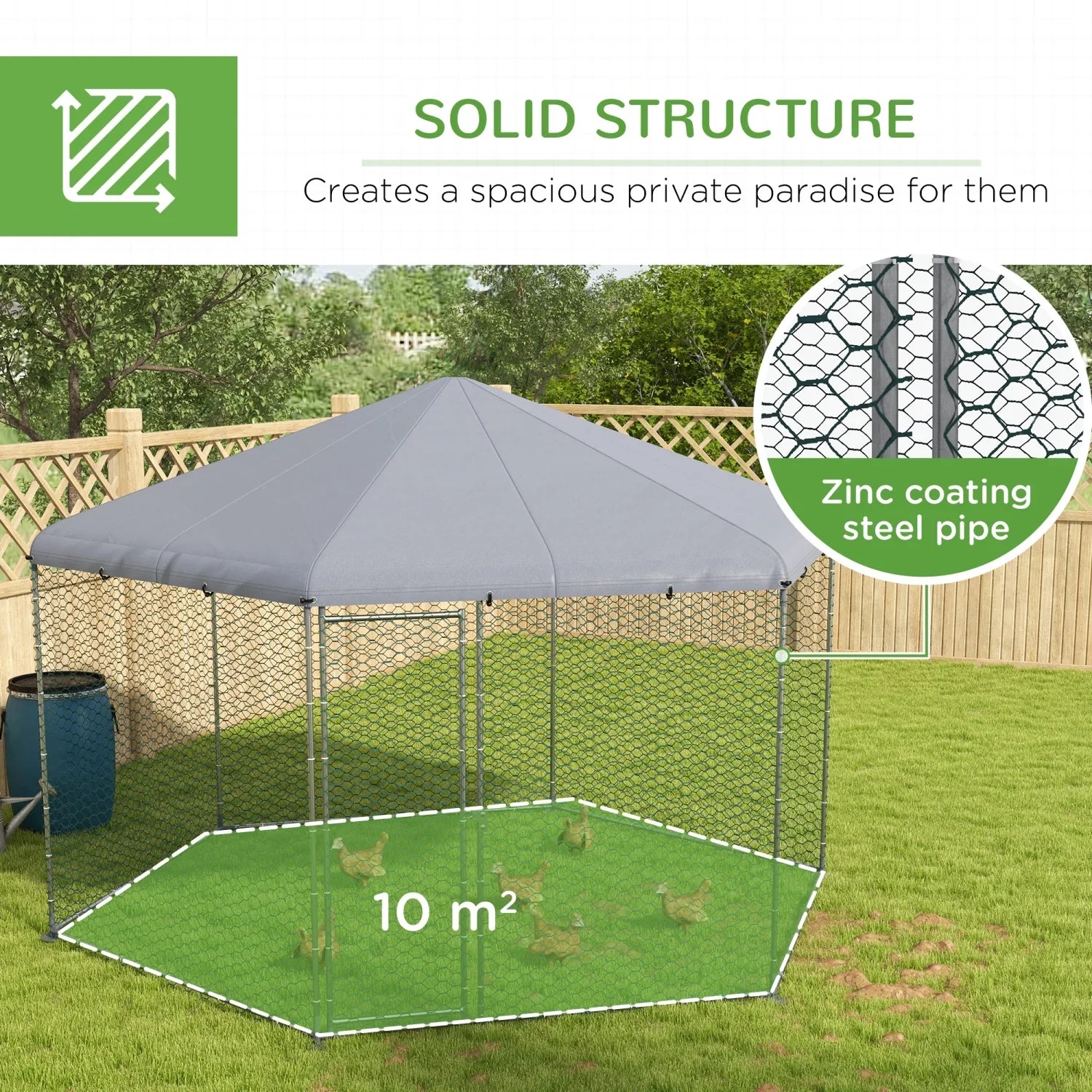 GFVCNIO PawHut Large Metal Coop Run for Ducks and Rabbits with Waterproof and Anti-UV Cover Walk-in Poultry Cage Hen House for Outdoor and Yard Farm Use 13‘ x 11.4‘ x 8.6‘