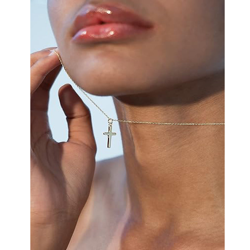 14K Gold Plated Small Cross Pendant Necklace