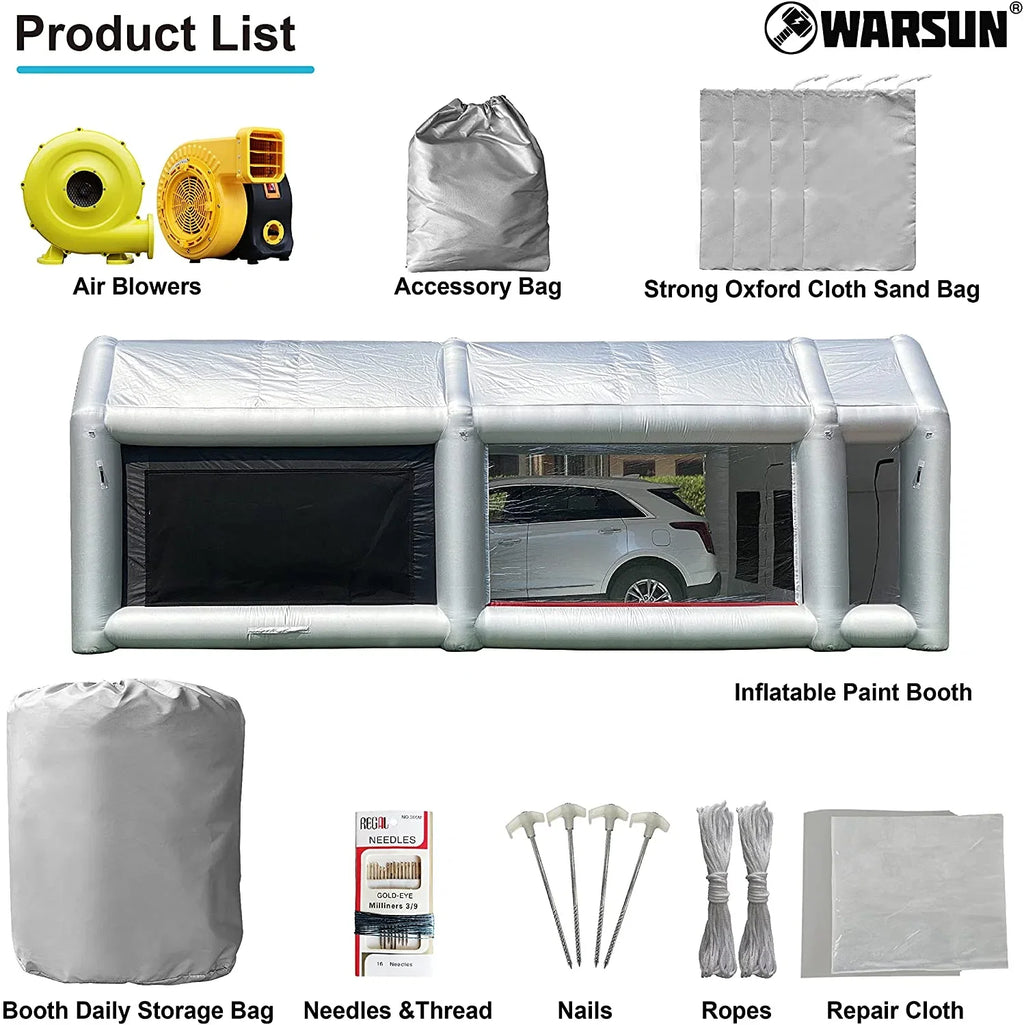 28X15X10Ft Inflatable Paint Booth Larger Inflatable Spray Booth with Air Filter System Portable Car Painting Tent Upgraded with 950W+750W Blowers
