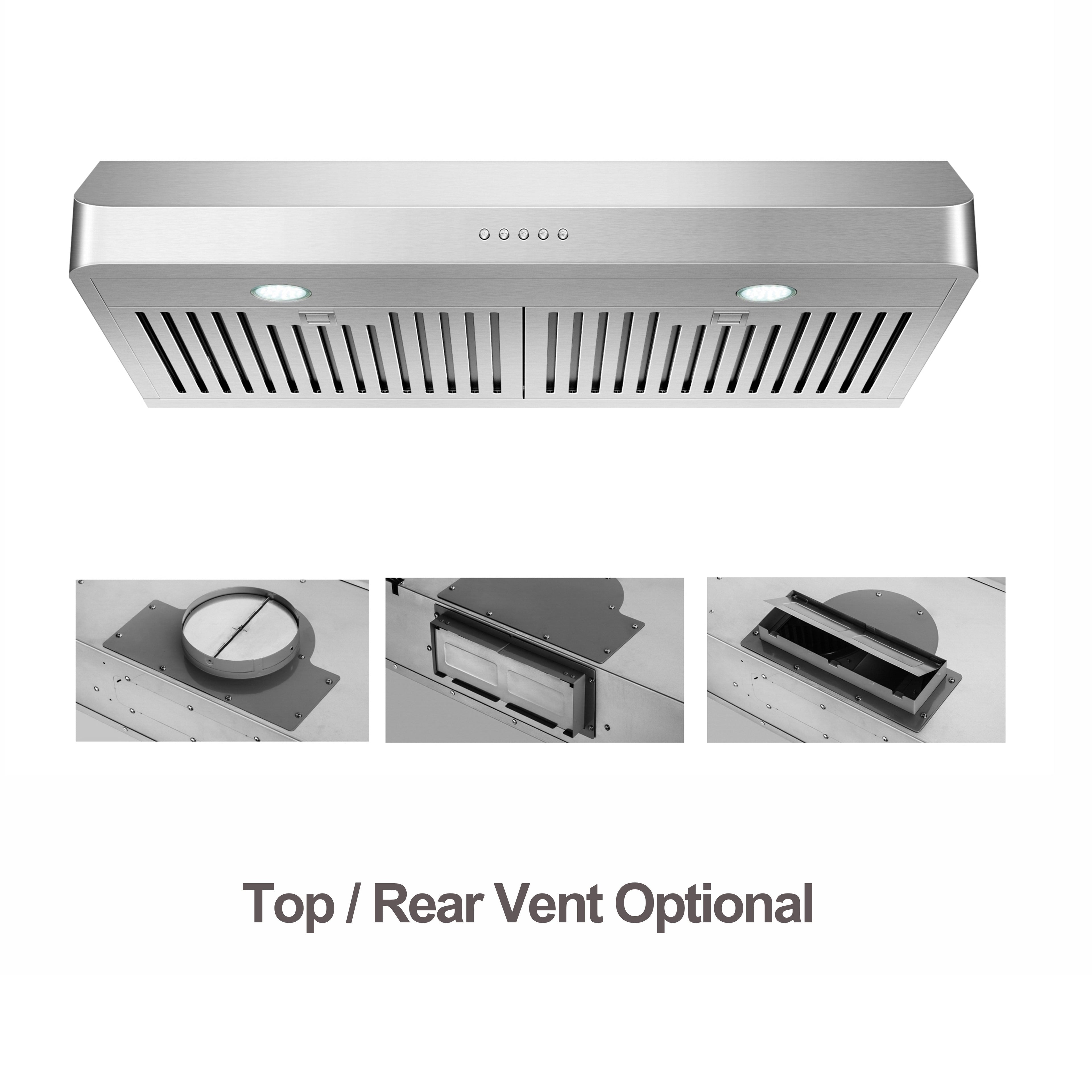 30 Inch Under Cabinet Range Hood Kitchen Stove Vent Hood, Ducted Built in Range Hood Stainless Steel, 400 CFM with Permanent Stainless Steel Filters