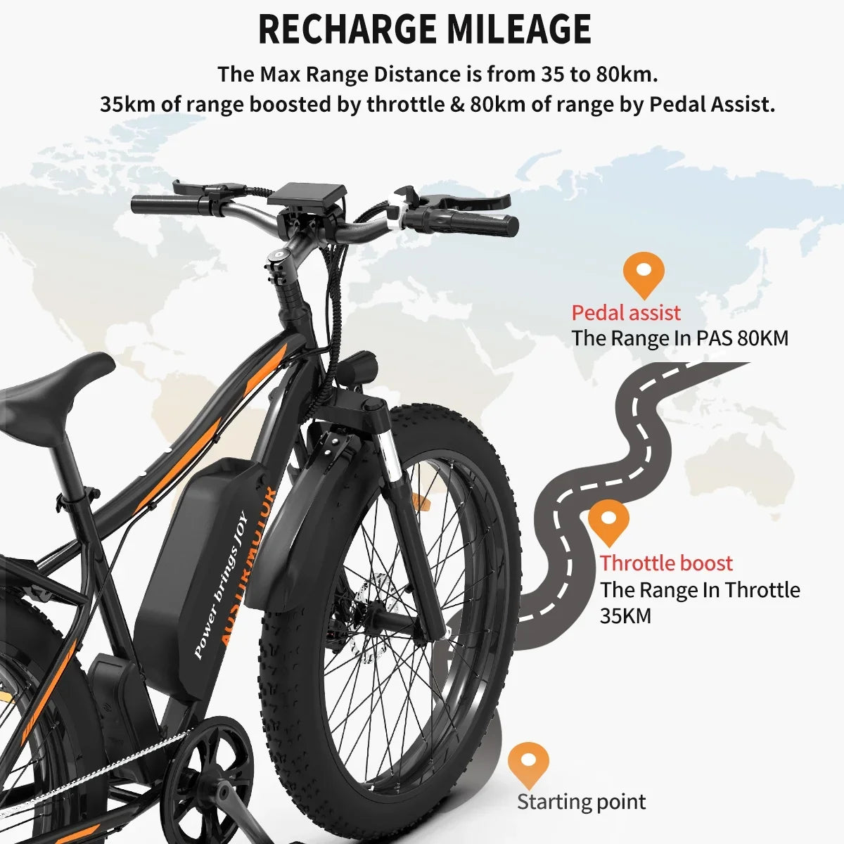 26 In.48V 13Ah 750W Mountain Electric Bikes for Adults Men, 26"x4.0 Fat Tire Electric Bicycle 7 speeds Gear Outdoor Ebikes, Black,S48