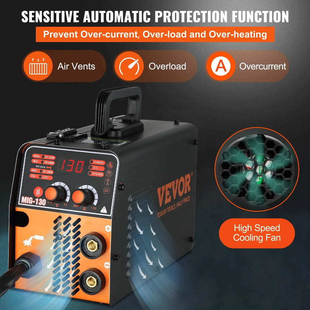 BENTISM MIG Welder Welding Machine 130A Flux Core 3 in 1 MMA/MIG/LIFT TIG Welder