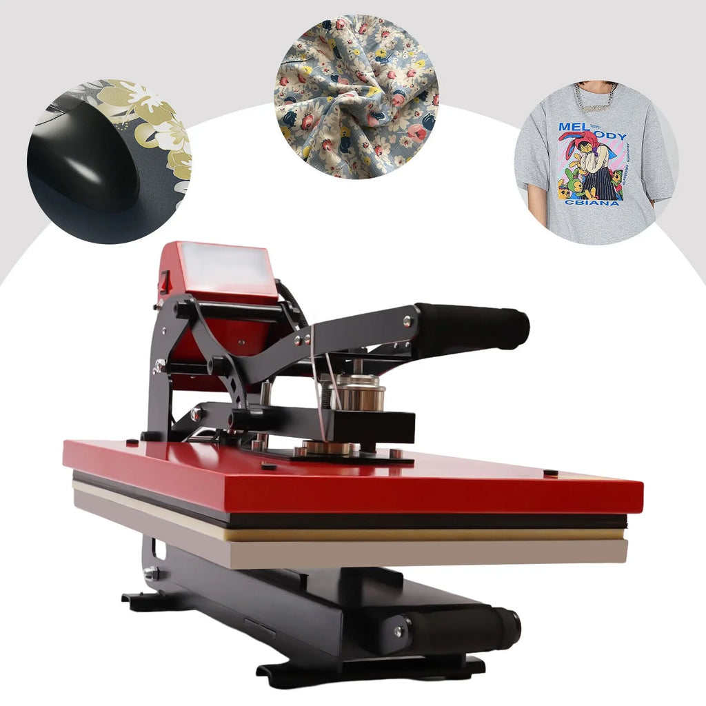 Wuzstar 16"x20"Auto Open Heat Press Machine W/Slide Out Base Clamshell Heat Transfer Machine for T-Shirt, Bags, Hat Plate, Cap