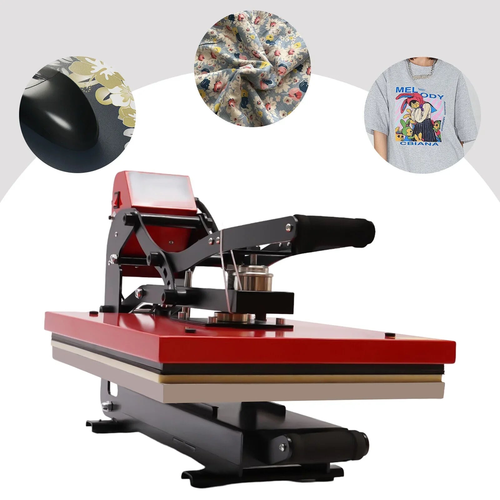 Wuzstar 16"x20"Auto Open Heat Press Machine W/Slide Out Base Clamshell Heat Transfer Machine for T-Shirt, Bags, Hat Plate, Cap