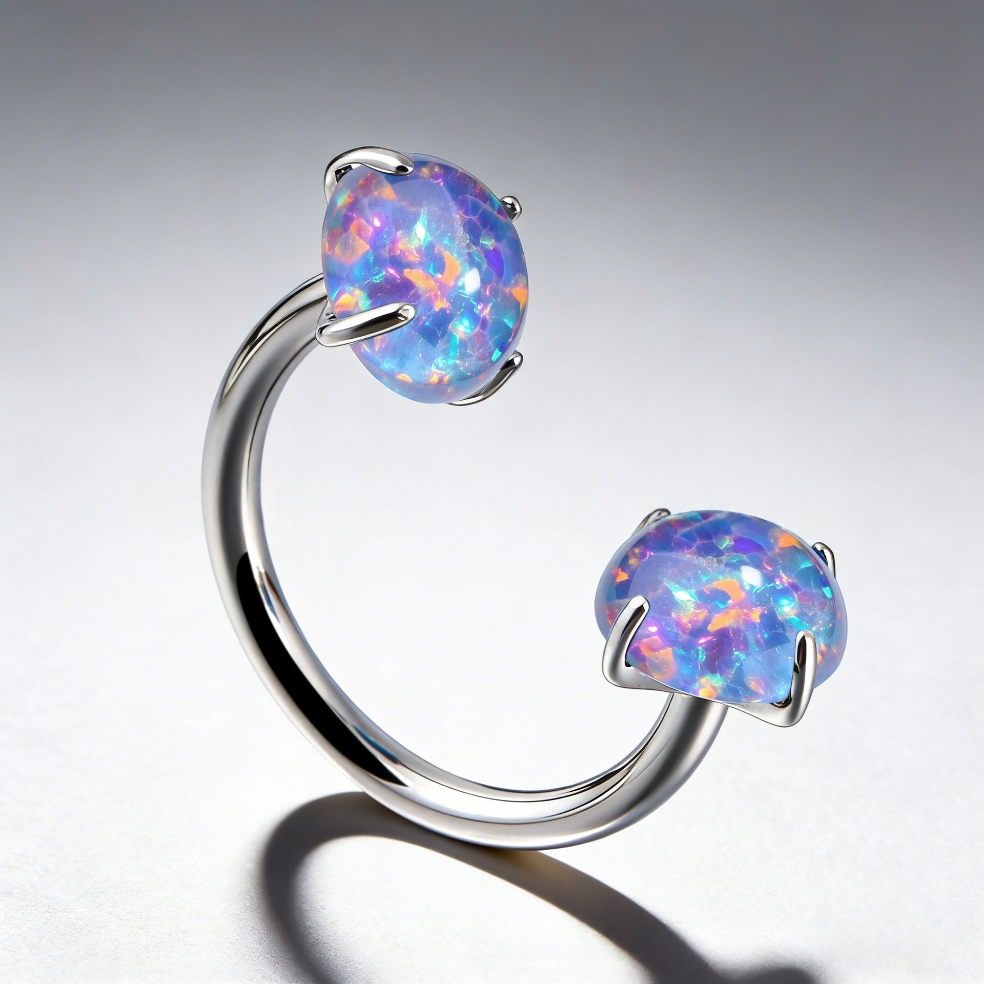 Internal Thread G23 Titanium Alloy Body Piercing Jewelry Opal Nose Ring