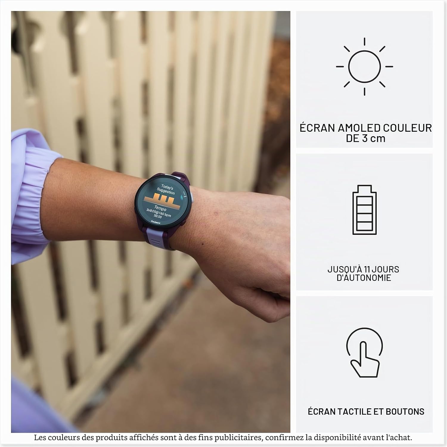Garmin Forerunner 165 Music GPS 43 mm Montre connectée de course légère, écran tactile AMOLED, entraînement avancé & Insights, caractéristiques de sécurité et de suivi, jusqu'à 11 jours d'autonomie de