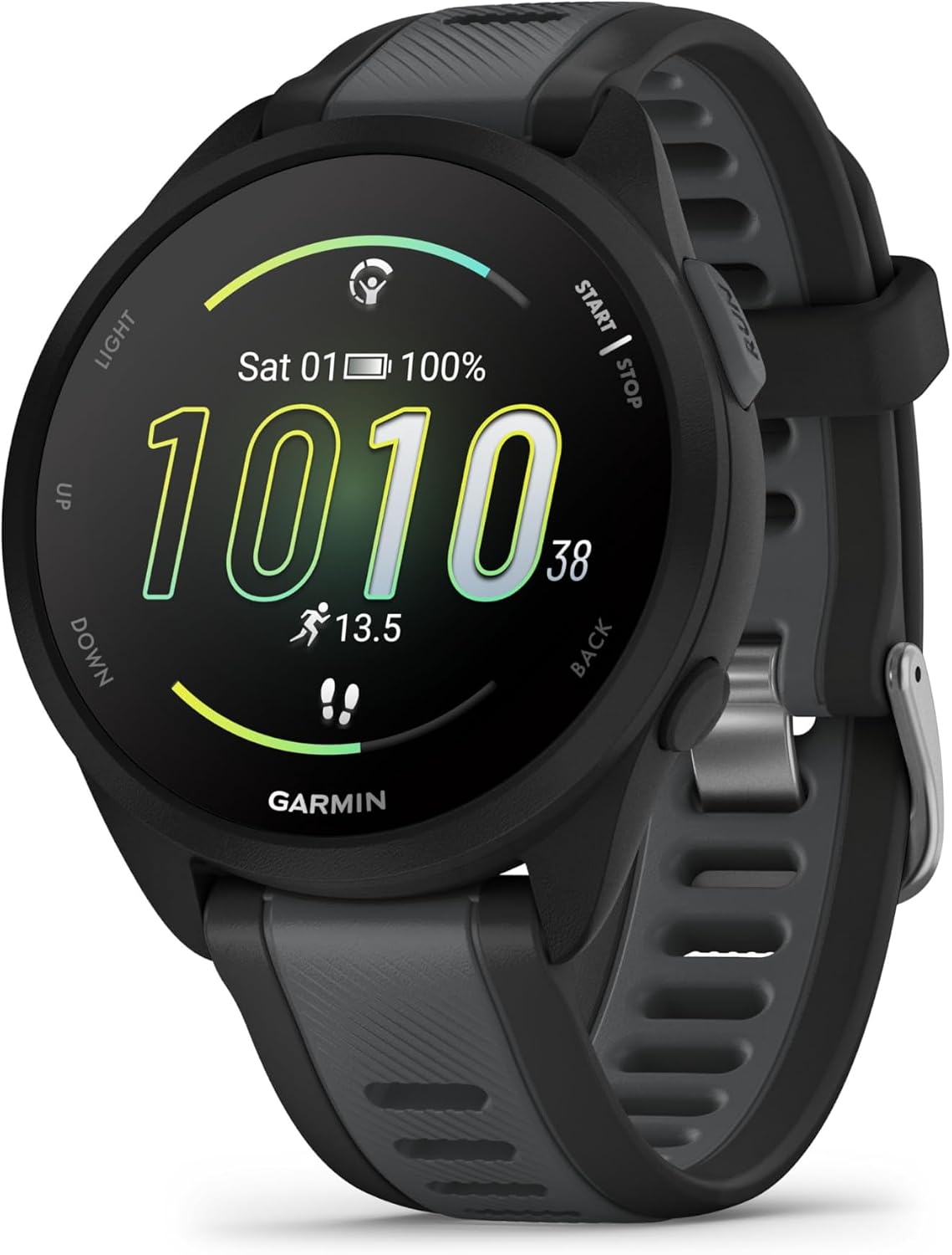 Garmin Forerunner 165 Music GPS 43 mm Montre connectée de course légère, écran tactile AMOLED, entraînement avancé & Insights, caractéristiques de sécurité et de suivi, jusqu'à 11 jours d'autonomie de