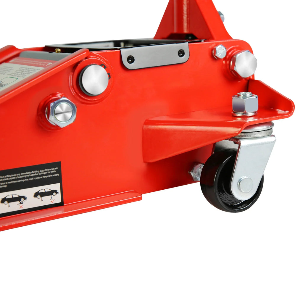 Low Profile Floor Jack, Seizeen 3 Ton(6600 lbs) Trolley Jack Dual Lift Pump, Quick Lift 3-3/10" - 18-4/20", Heavy-Duty Steel Jack with 45''L Extended Handle, Car Jack w/Wheels, Rubber Saddle, Red