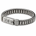 Antique Tibetan Mantra Braided Chain ID Bracelet For Men, Copper Plated Silver Vintage Oxidized Buddhist Scripture Biker Lucky Wrist Jewelry Gift