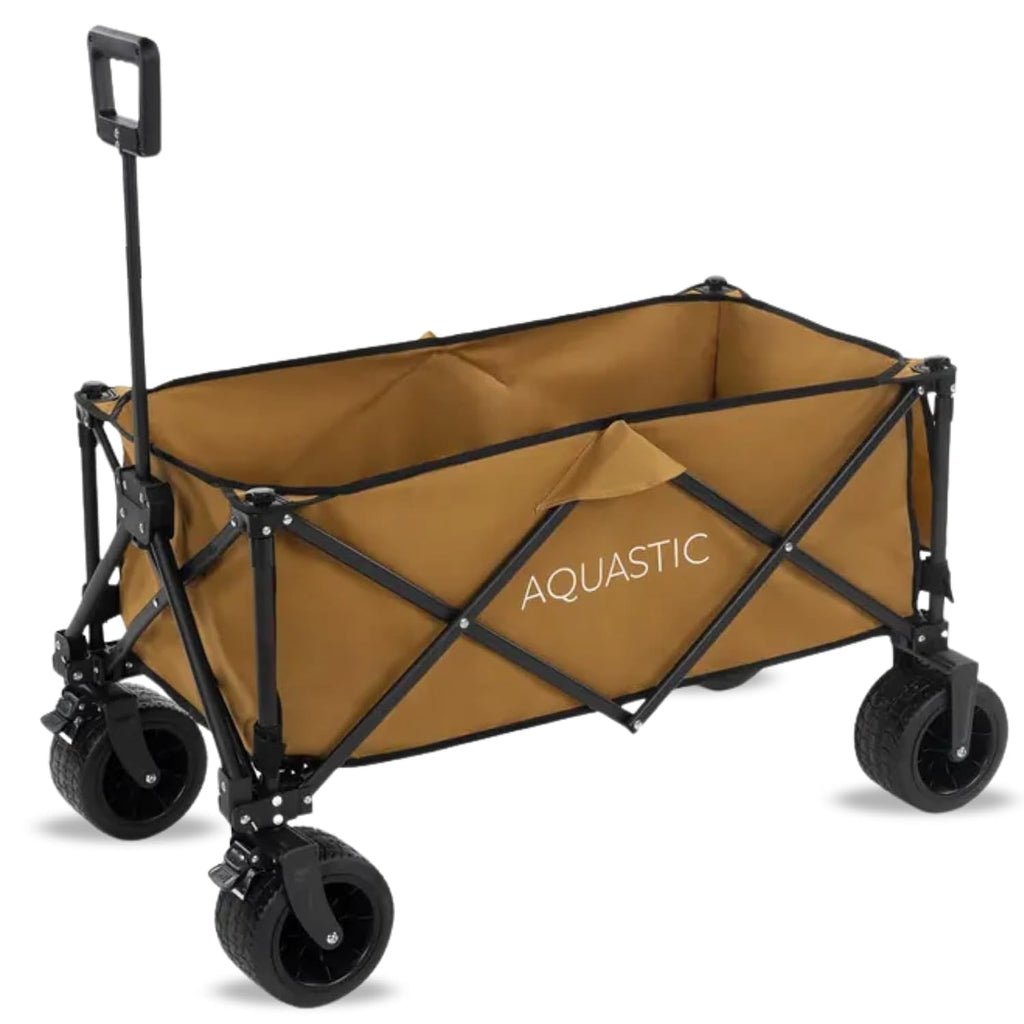 AQUASTIC Chariot avec Roues de Transport Caro Chariot à Main avec Roues résistantes en PVC, idéal pour Le Jardin et la Plage, doté d'un Dossier réglable Olive