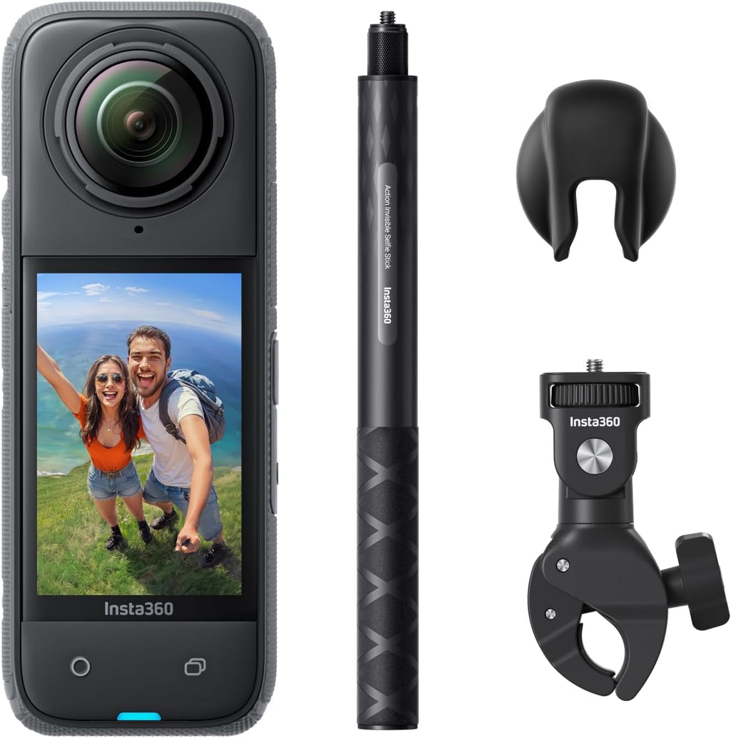 Insta360 X4 Pack Standard - Caméra d'action 360° 8K étanche, vidéo Grand Angle 4K, Effet de Perche à Selfie Invisible, protège-objectifs Amovibles, 135 Min d'autonomie, édition IA, stabilisation