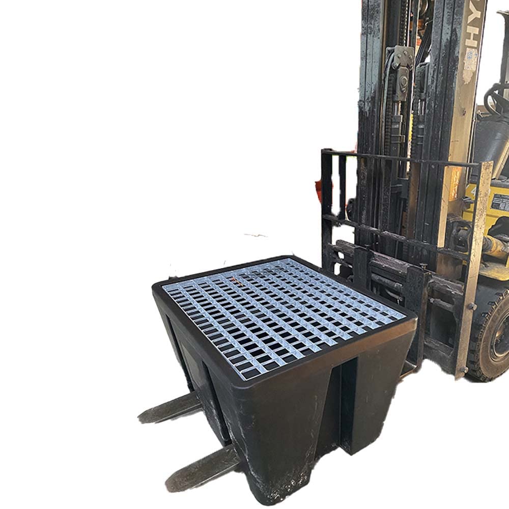 Bac de rétention 1100L pour fût avec caillebotis noir - Fabrication française