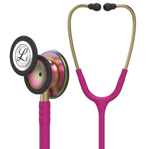 3M Littmann Stéthoscope de Surveillance Classic III, Tubulure Framboise, Rainbow Edition, 69 cm, 5806 + GIMA ÉTUI CLASSIC pour stéthoscope - Bordeaux.