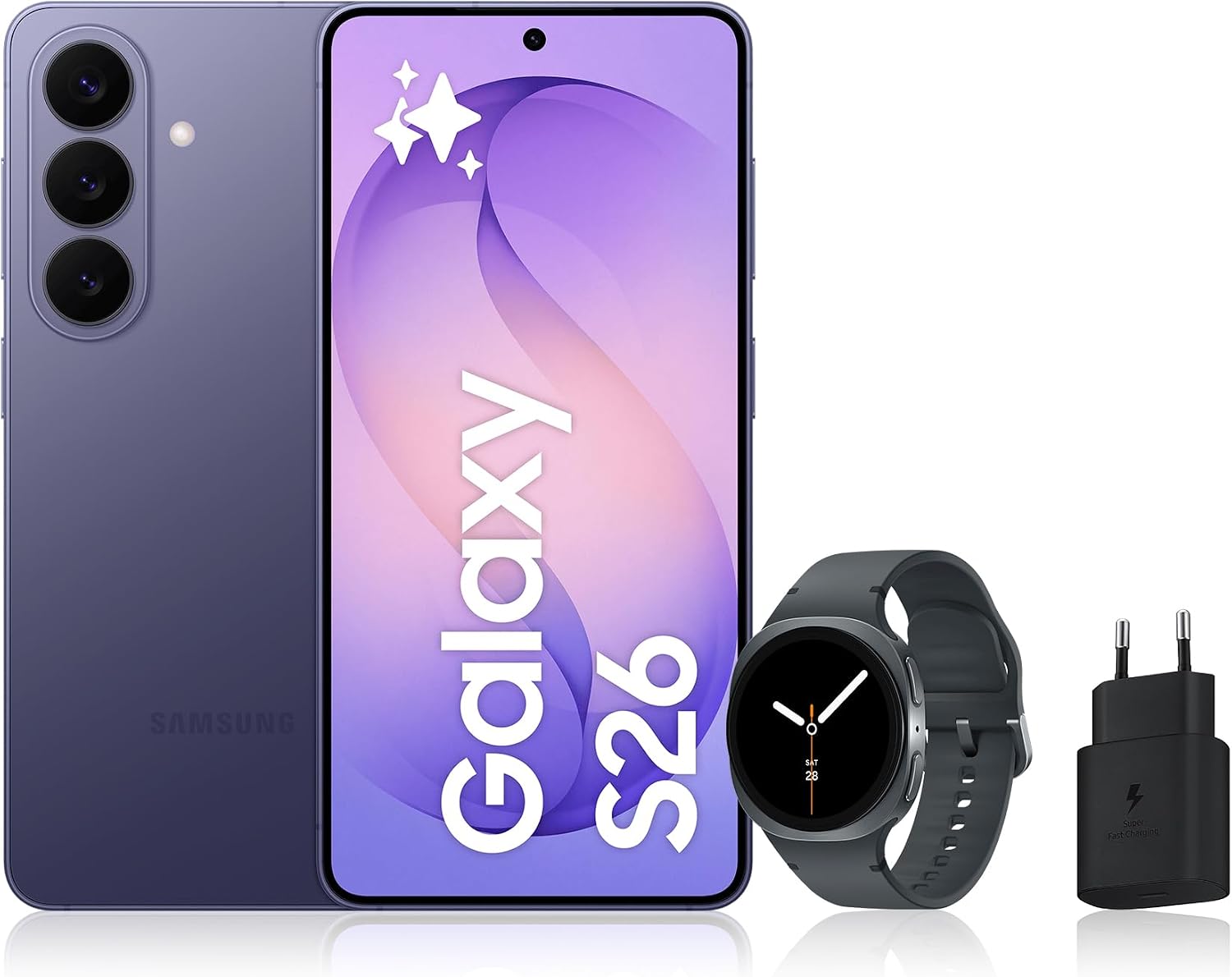 Samsung Galaxy S26, Smartphone Android 5G avec Galaxy AI, 512 Go, Chargeur Secteur Rapide 25W Inclus, Smartphone déverrouillé, Violet, Version FR