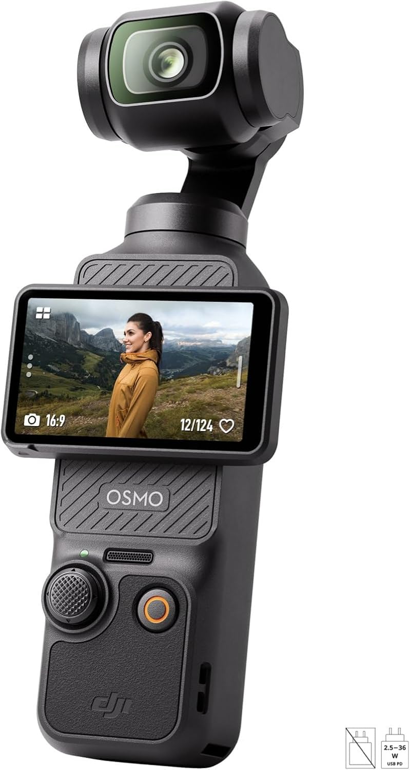 DJI Osmo Pocket 3 Audio Bundle with Mic 2 (1 TX + 1 RX), Pocket Vlog Camera with Gondola, 1 Inch CMOS Sensor and 4K/240 IPS, 3 Axis Stabilization, 2× Zoom without Loss of Quality