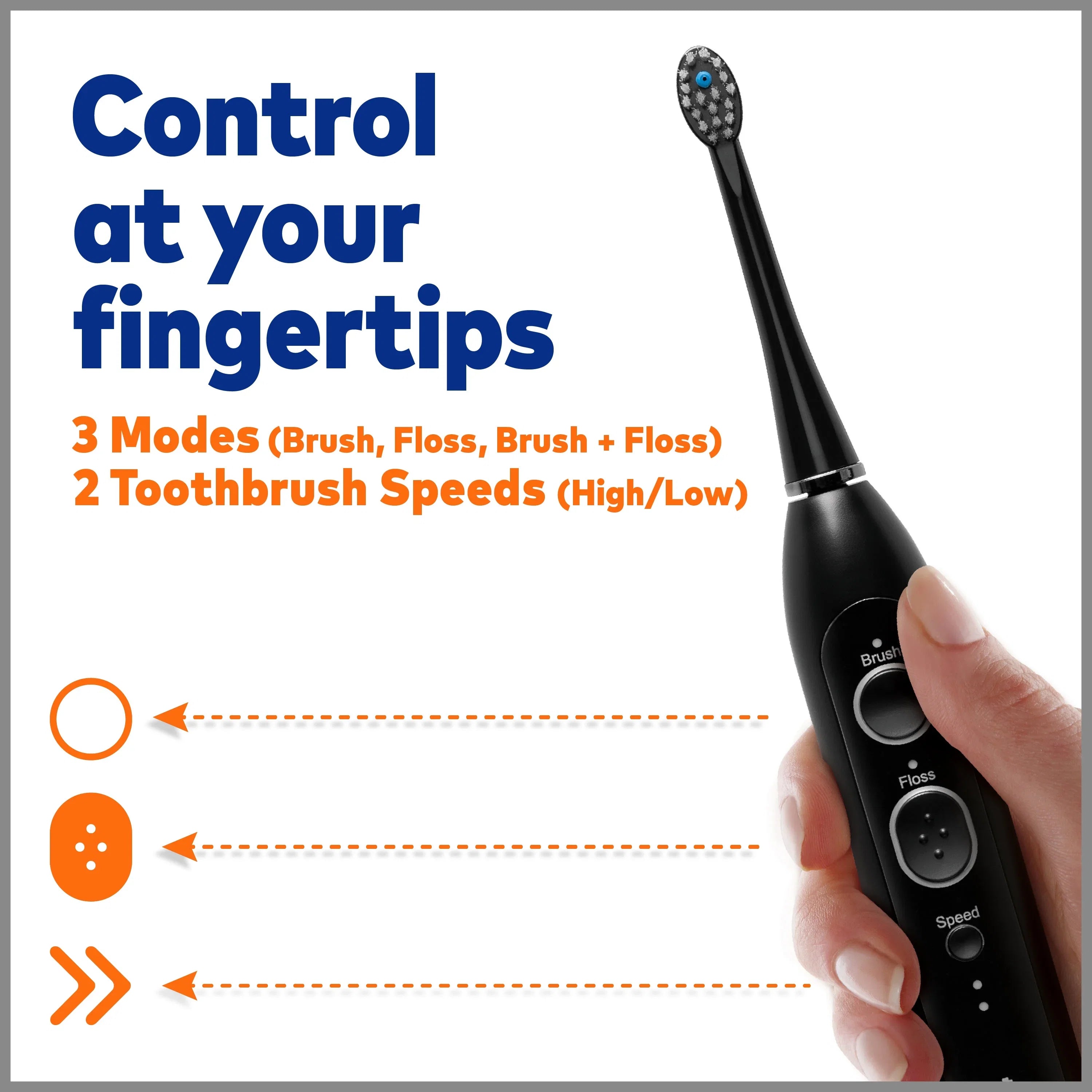 Waterpik Sonic-Fusion 2.0 Flossing Electric Toothbrush Set, 5 Brush Heads, Black
