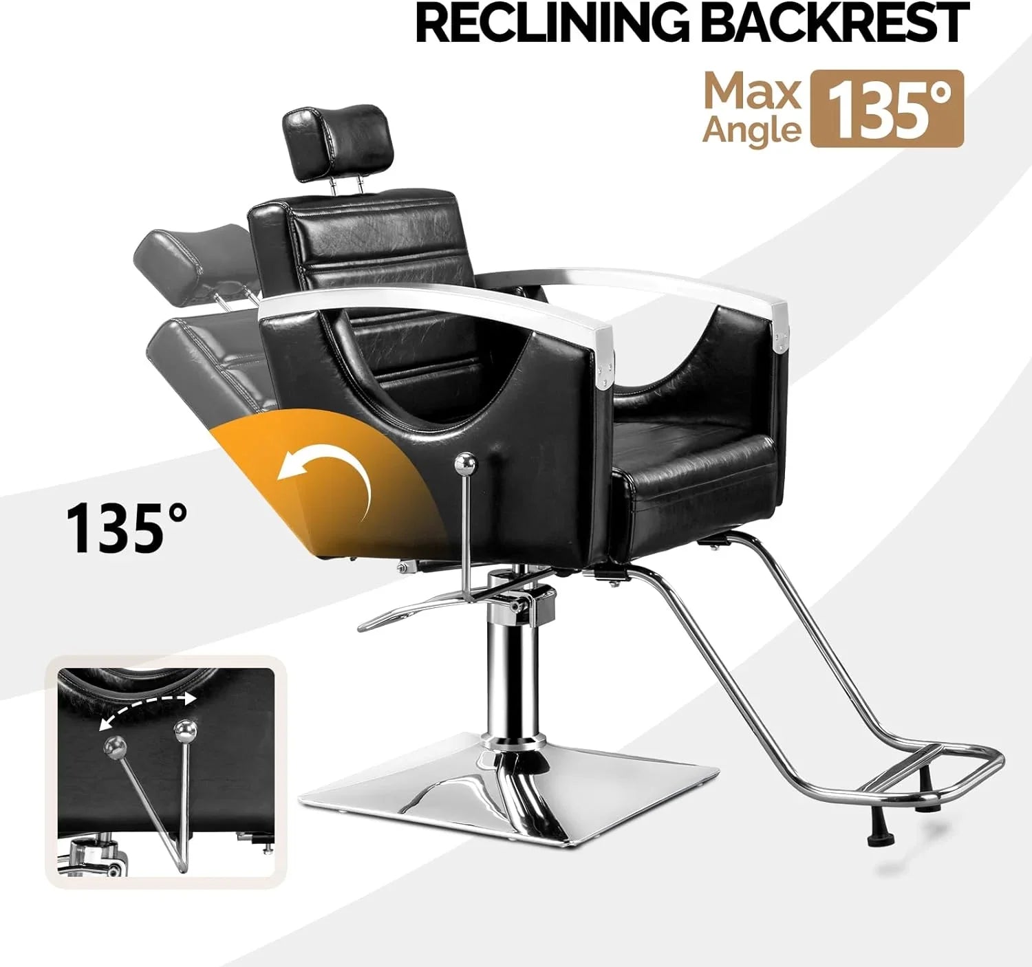 OmySalon All Purpose Salon Chair with Reclining Back, Stylist Chairs for Salon, Hydraulic Barber Chair Heavy Duty Hair Chair for Shampoo Makeup Threading Waxing