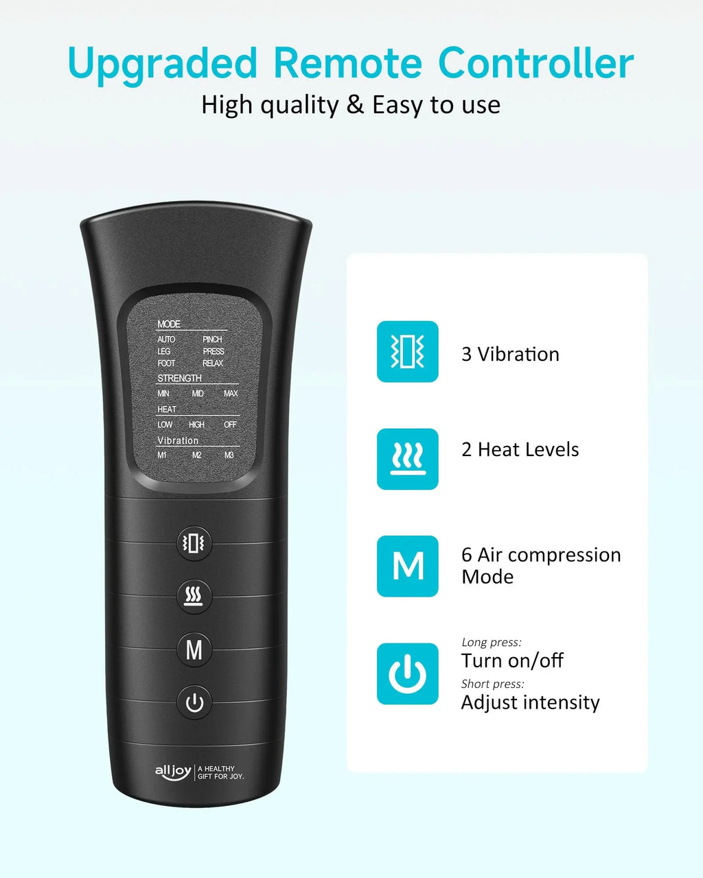 ALLJOY Leg Massager,Calf Foot Massager,Leg Air Compression Massager for Circulation,6 Modes 3 Intensities 2 Heating Levels 30 Mins Auto-off 2 Extensions