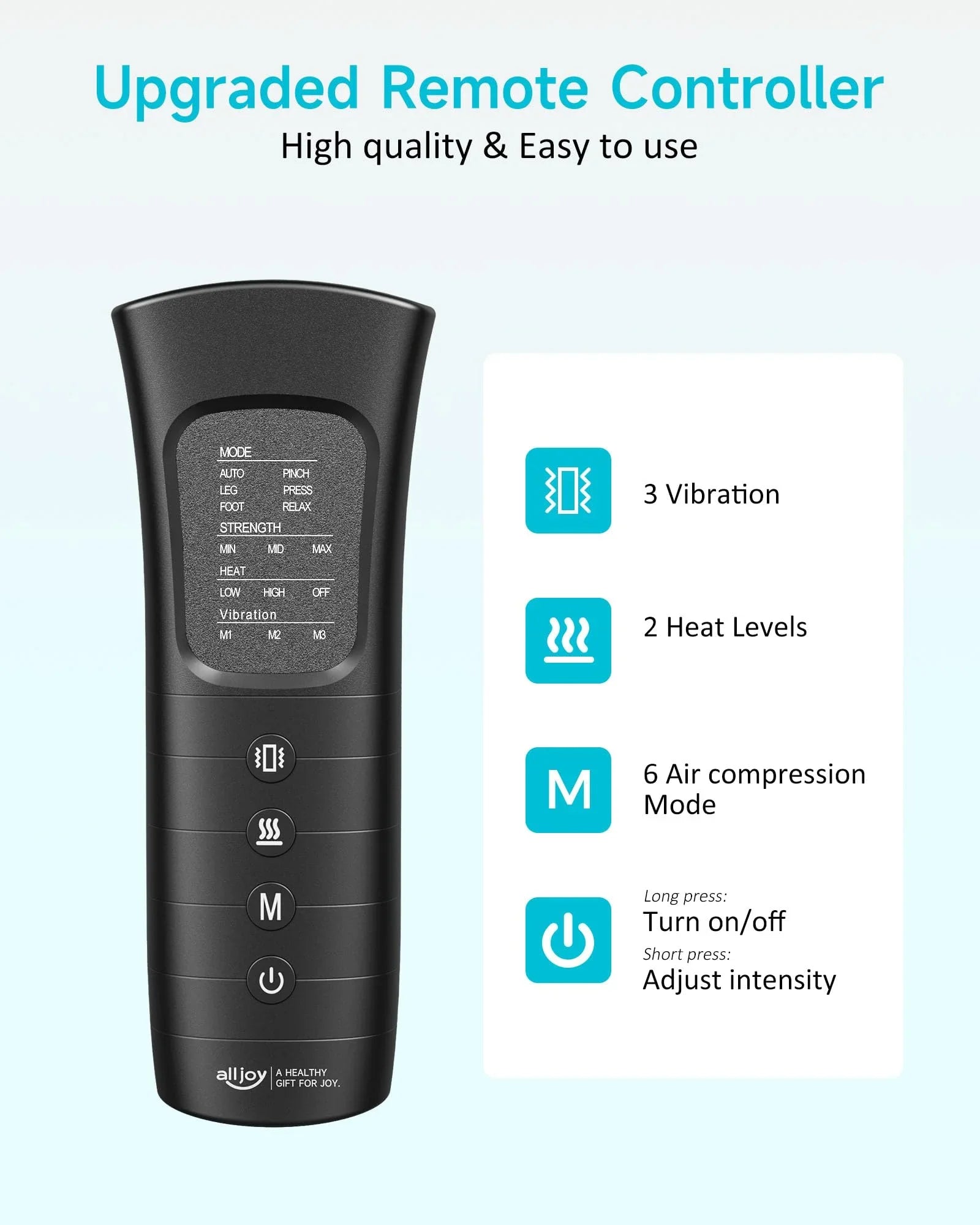 ALLJOY Leg Massager,Calf Foot Massager,Leg Air Compression Massager for Circulation,6 Modes 3 Intensities 2 Heating Levels 30 Mins Auto-off 2 Extensions