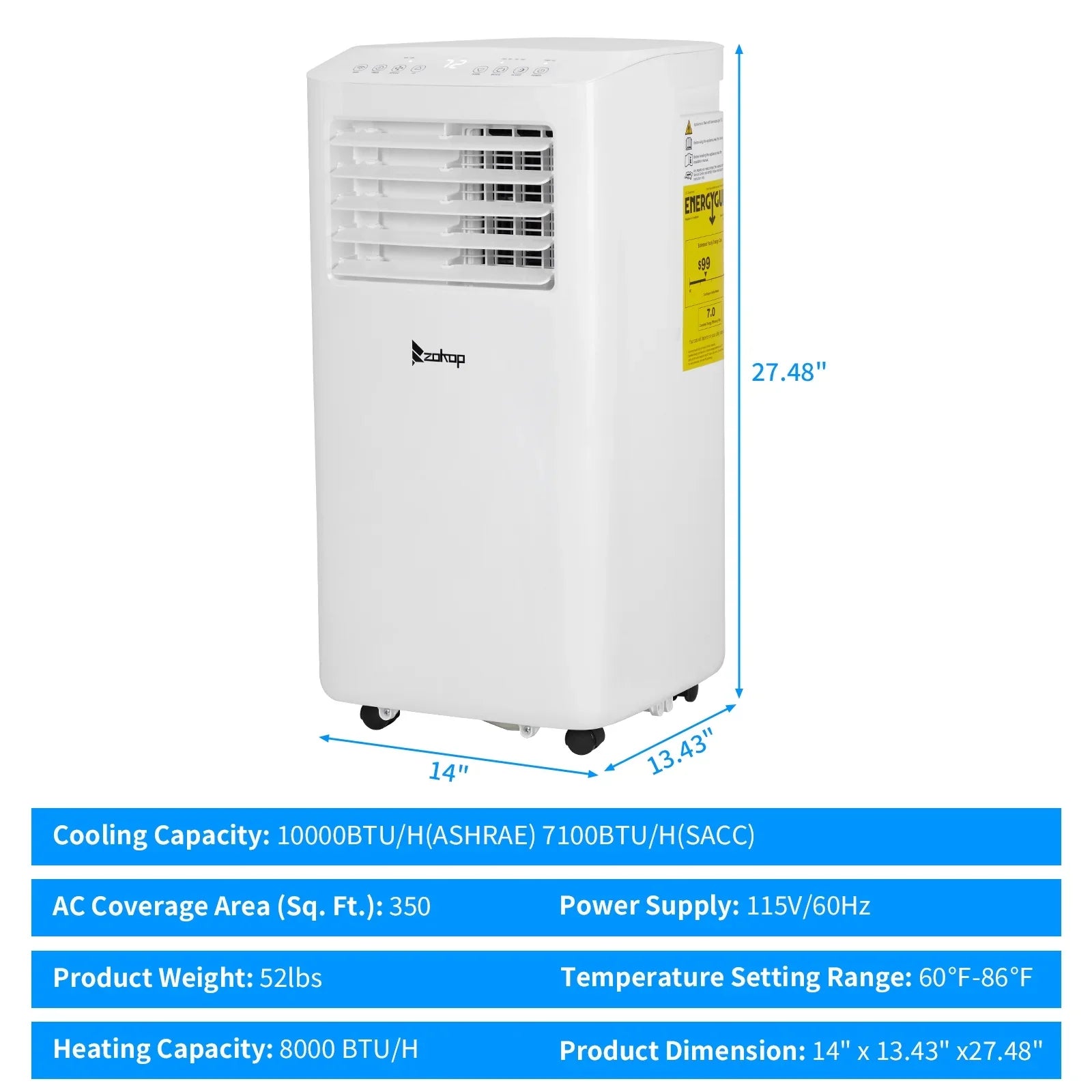 GoDecor Portable Air Conditioner, 8,000 BTU, White