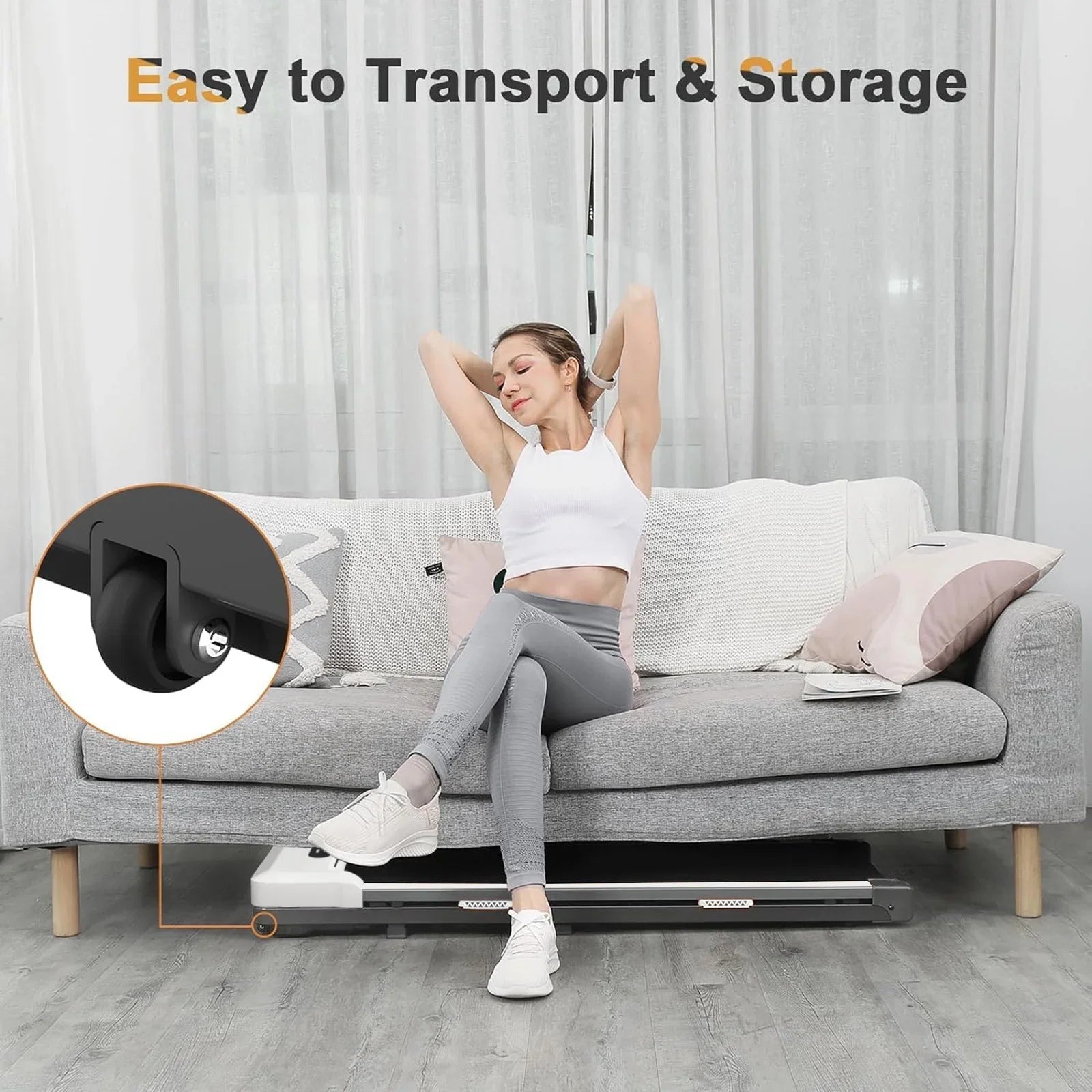CoolHut 2.5Hp Walking Pad, Walking Area 2 in 1 Under Desk Treadmill,300lb Walking Treadmill with Remote Control and LED Display, Quiet, Compact & Small Treadmill for Home & Office. White