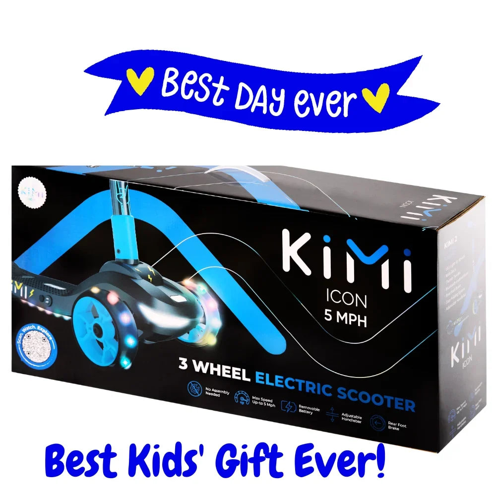 KIMI Kids Toddlers 3-Wheel Electric Scooter, Adjustable, TSA Approved, Ages 2-9, 5MPH, Lights, 10 Miles Range + Charger