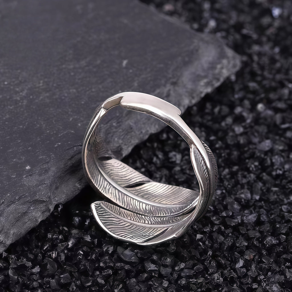 Two-Tone Vintage Feather Turquoise Open Adjustable Ring For Men Women, Copper Oxidized Silver Gold Bezel Western Tribal Boho Stackable Jewelry Gift