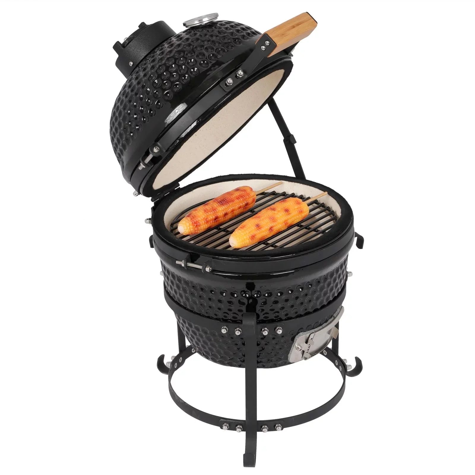 SalonMore 13in Round Ceramic Charcoal Grill Black