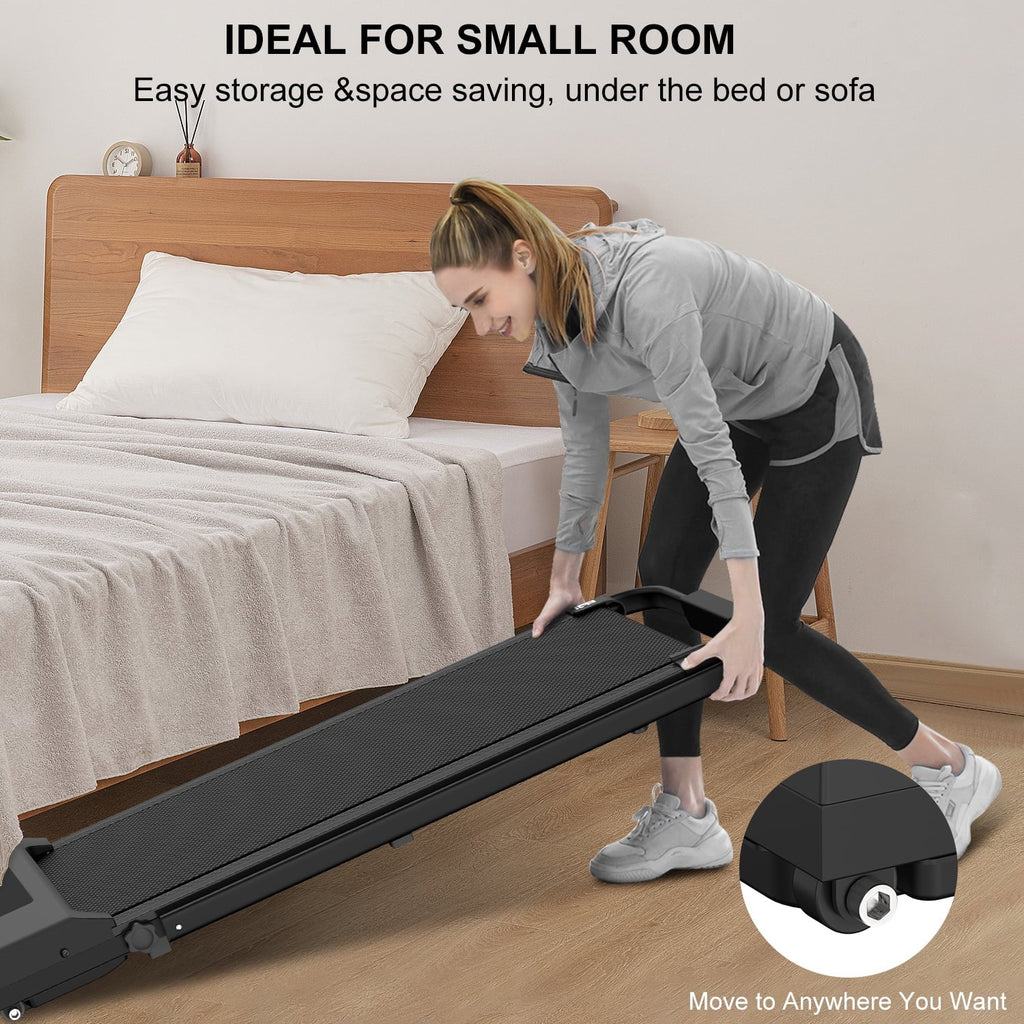 Bigzzia 2 in 1 Under Desk Treadmill, 2.5HP No Installation Portable Handrail Treadmills Running Machine, 6.25MPH, Treadmill with LED Display and Wireless Remote Control for Home/Office, 265 Lb