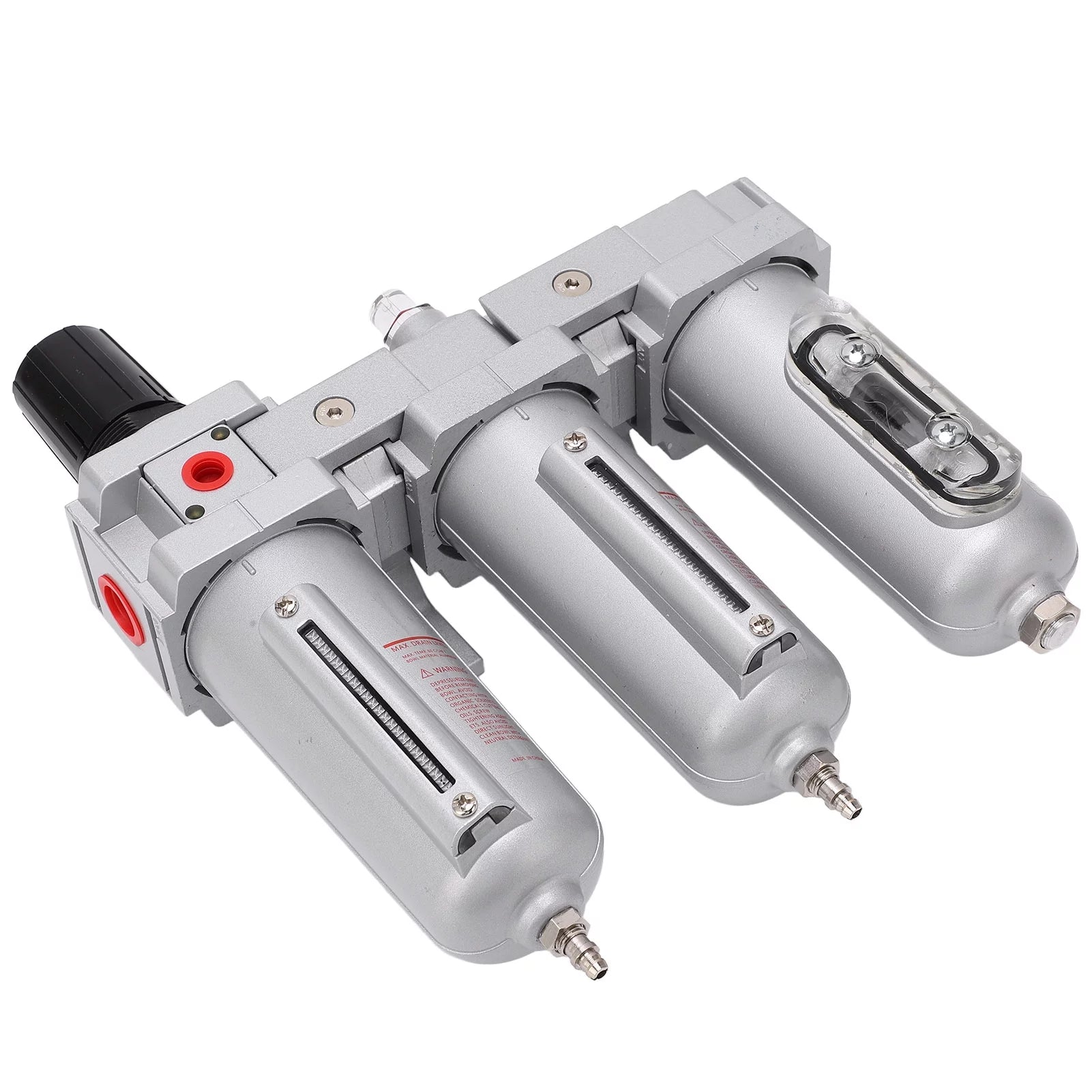 Air Particulate Filter,3 Stage Air Drying System Heavy Duty Aluminum Alloy Industrial Compressed Air Particulate Filter Dryer with Metal Bowl(1/2" Manual)