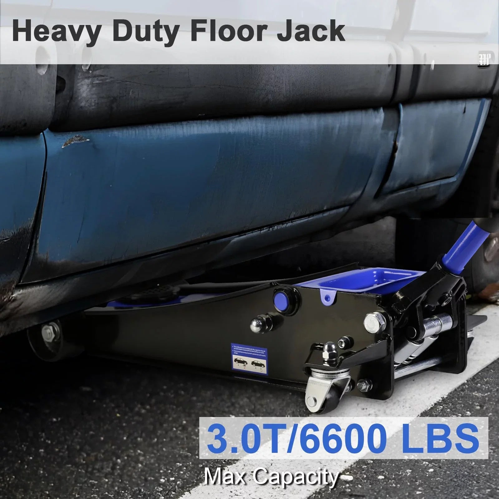 3 Ton Floor Jack, Hydraulic Low Profile Car Jack, Heavy Duty Steel Hydraulic Jack Floor Jack with Dual Piston Quick Lift Pump, Lifting Range 5.1"-20"