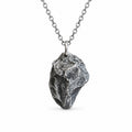Raw Meteorite Stone Shape Antiqued Pendant Necklace For Men, Copper Plated Silver Irregular Rough Rock Vintage Gothic Biker Casual Street Jewelry Gift