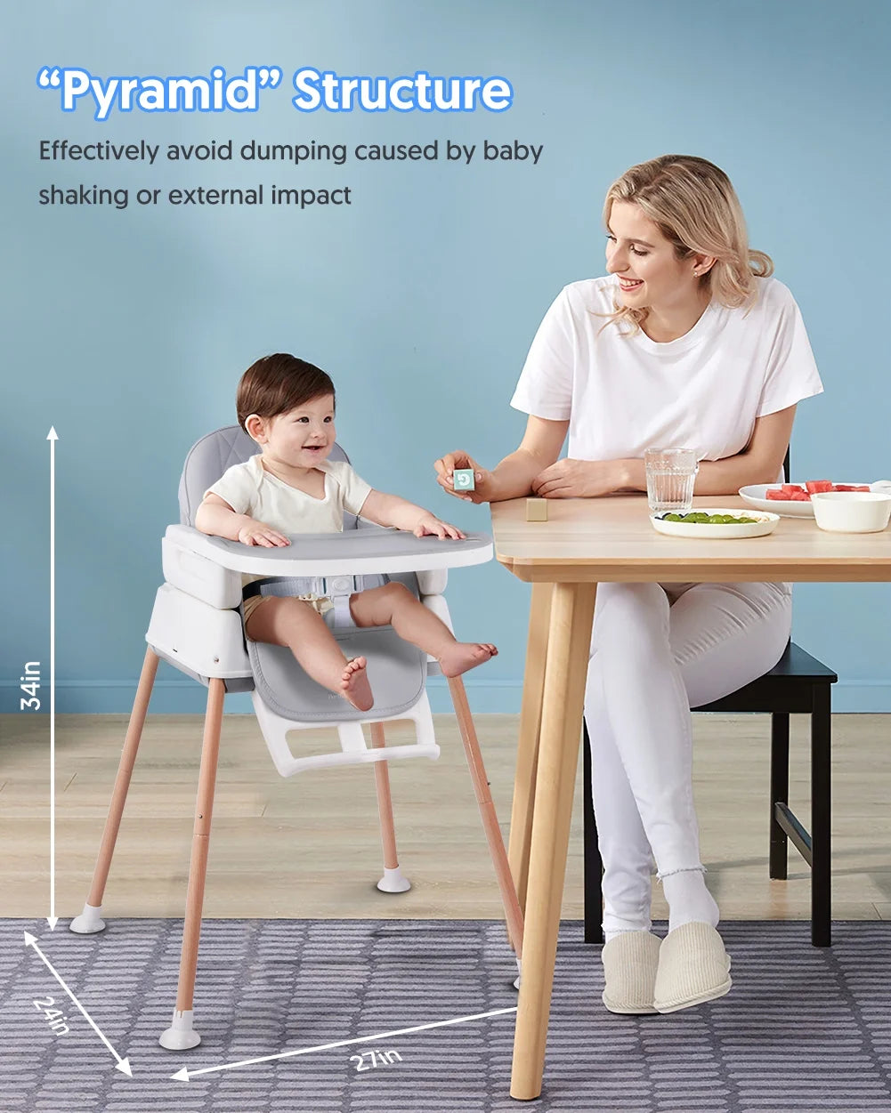 3-in-1 High Chair, Baby Feeding Chair, Toddler Chair, and Booster, Ages 6 Months and Up, Unisex