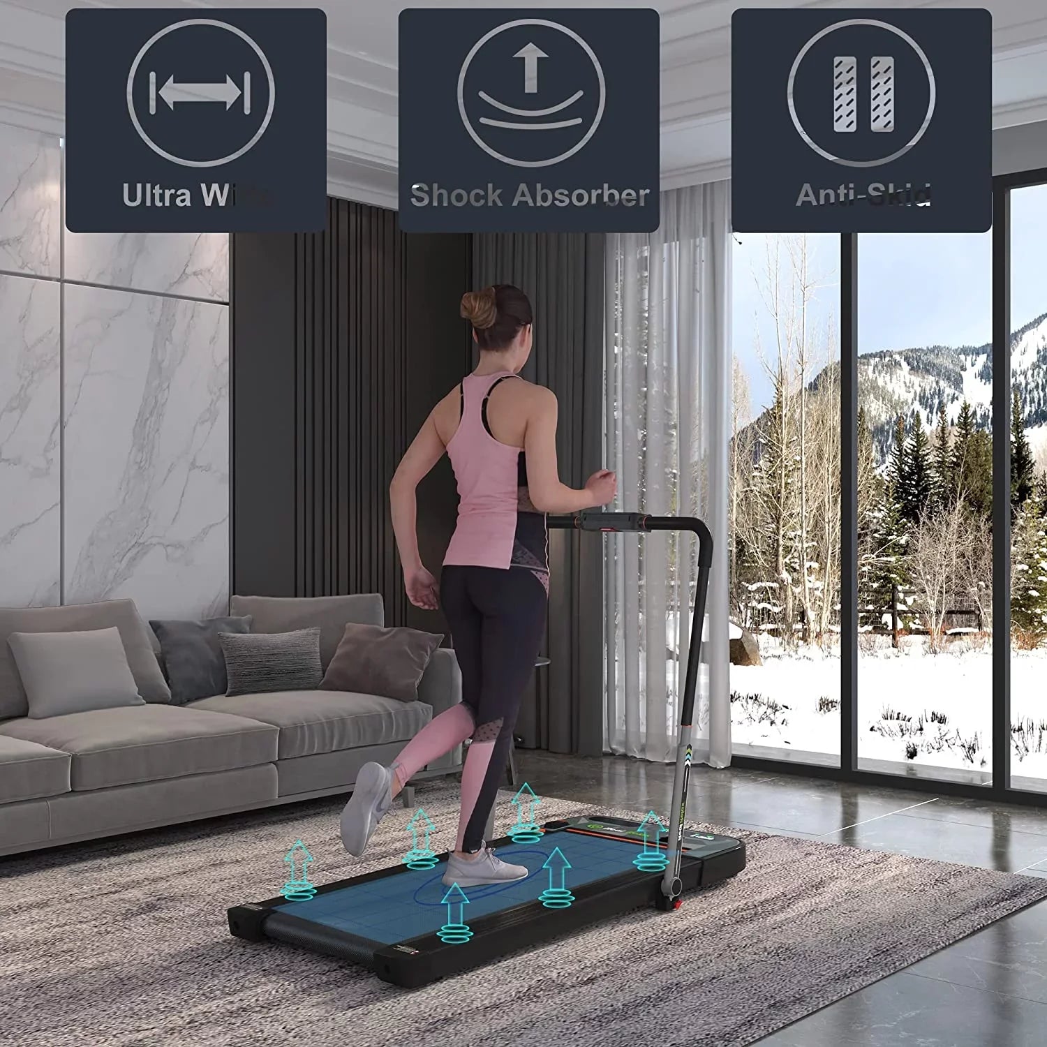 Real Relax 2 in 1 Folding Treadmill, 2.25HP Under Desk Electric Treadmill Walking Jogging Machine for Home Office