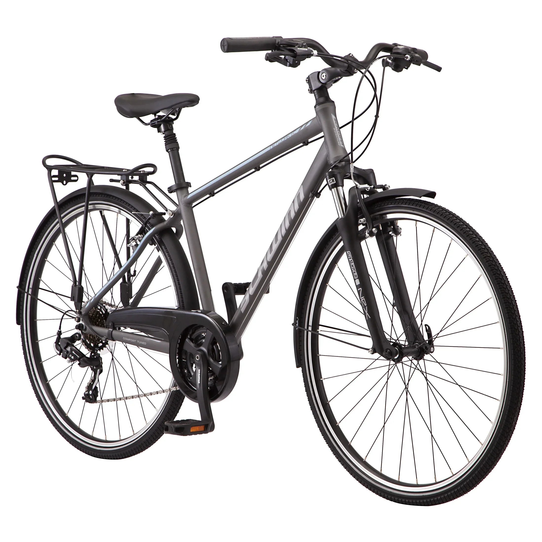 Schwinn Network 6c Hybrid Bike, 21 Speeds, Large 19.5" Mens Style Frame, 700c Wheels, Grey