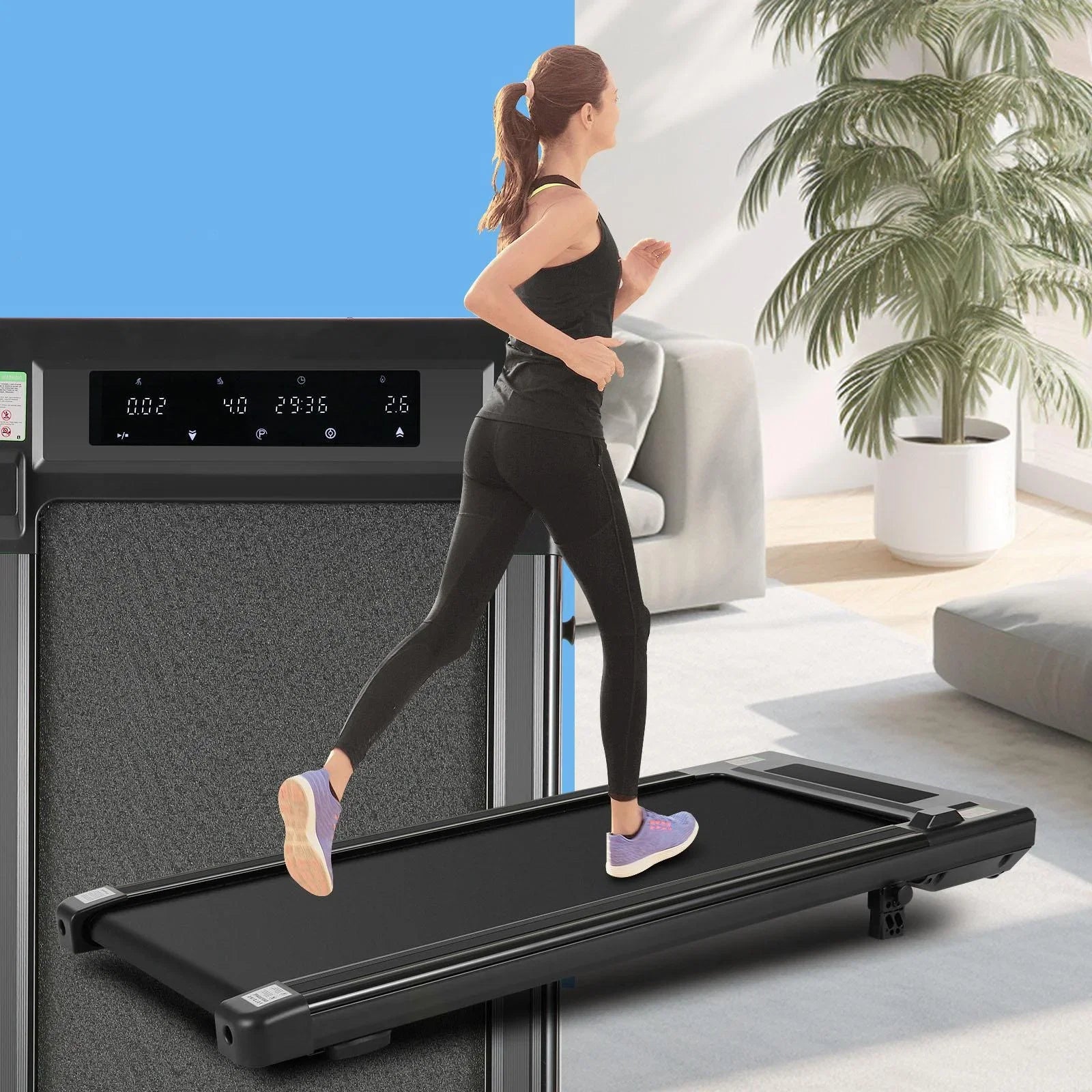 Tikmboex 2.5HP Walking Pad Under Desk Treadmill with LED Touch Screen Remote Control, 2 in 1 Treadmills for Home Office, Black