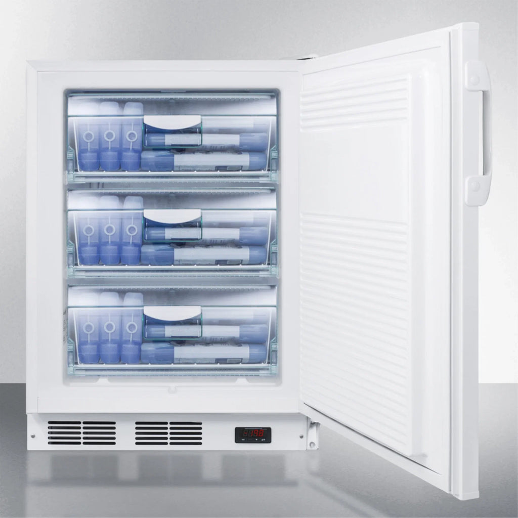 Accucold 24 in. Wide Built-in ADA Height -25 deg C Manual Defrost All Freezer with Lock - White